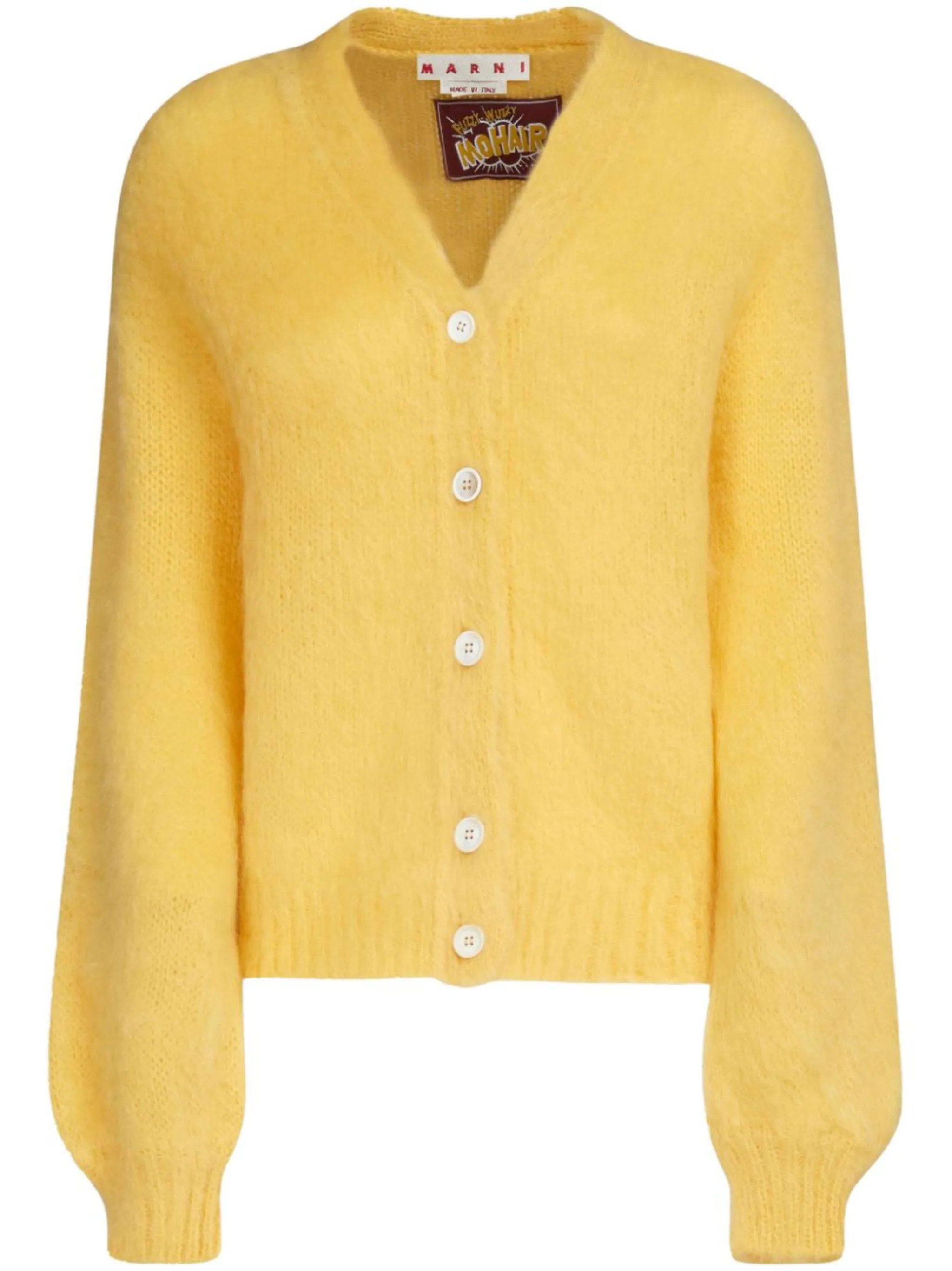 o1w1db10824 Mohair Blend Cardigan in Yellow