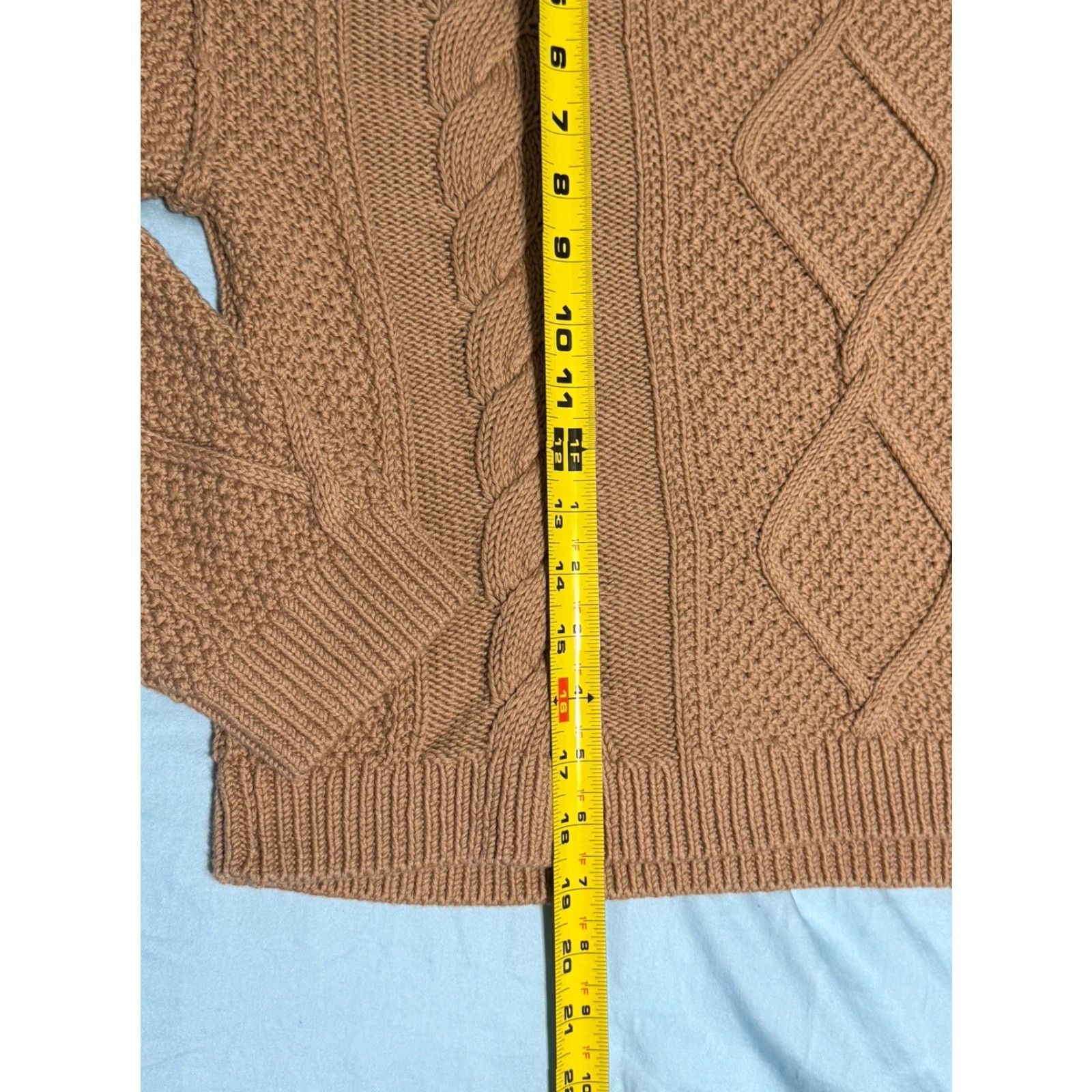 Quince Quince Organic Cotton Cropped Cable Crew Sweater Camel Brown Sz M Womens Size M / US 6-8 / IT 42-44 - 3 Thumbnail