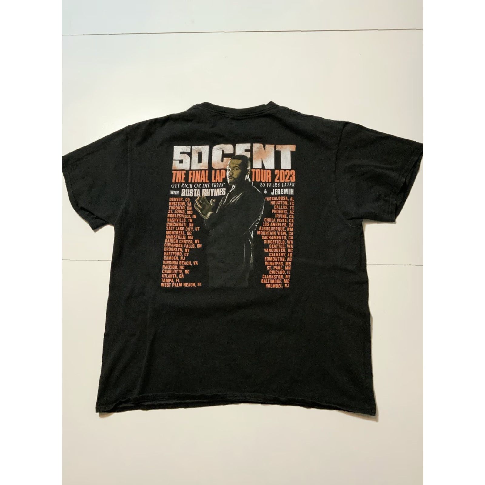 Delta 50 Cent Get Rich Or Die Tryin Final Lap Tour 23’ Busta Rhymes Hip Hop T-Shirt XL Men Black Delta Pro Weight Tag Size US XL / EU 56 / 4 - 3 Thumbnail