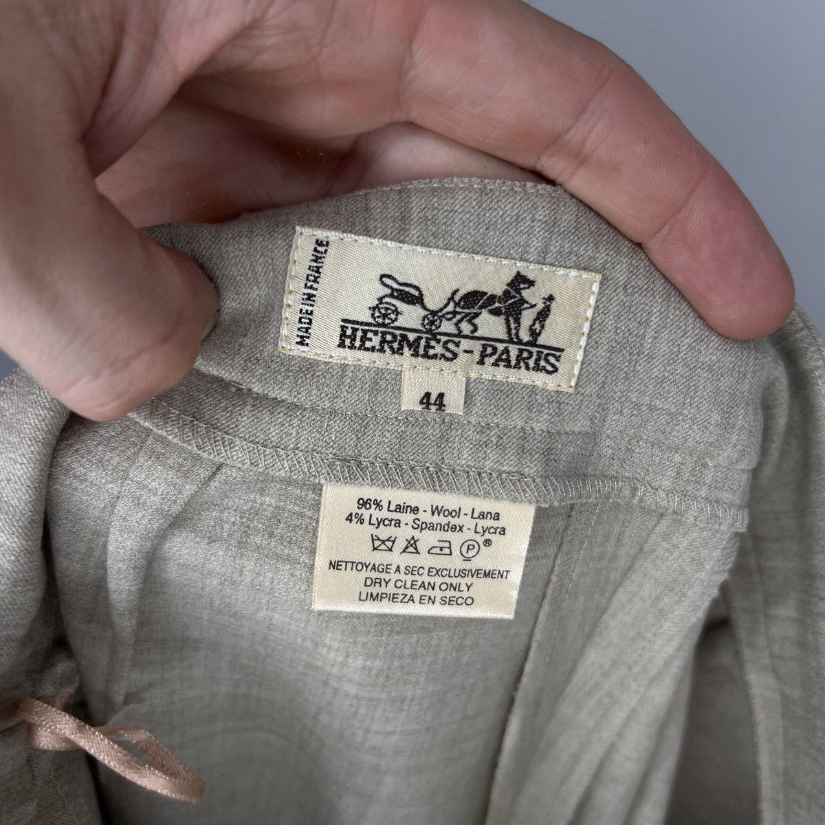 Hermes VINTAGE HERMES WOOL BEIGE HORSE RIDING 2000s PANTS TROUSERS Size 28" / US 6 / IT 42 - 10 Thumbnail