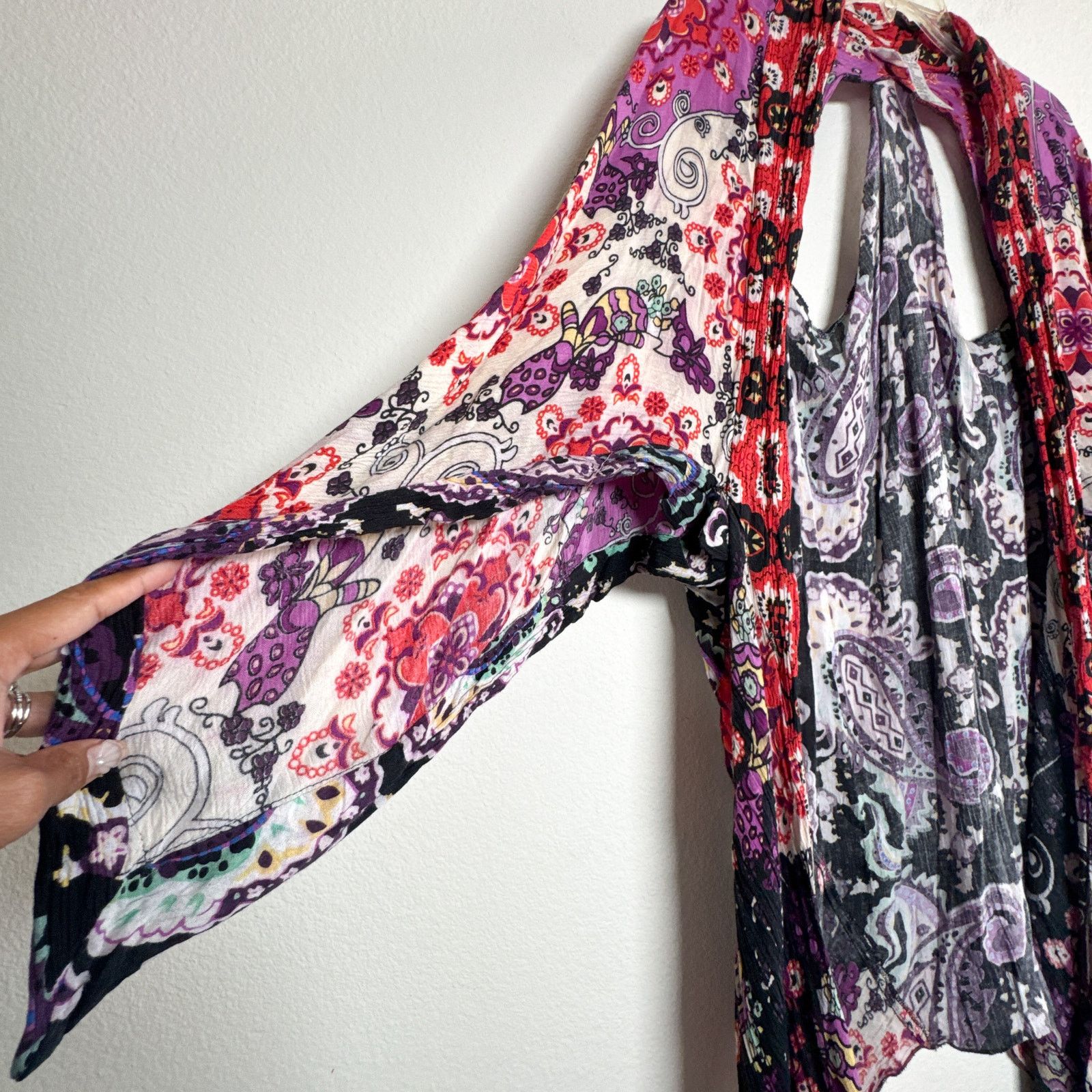 Free People Free People Little Wing Mix Kimono Boho Duster Robe OS Size ONE SIZE - 4 Thumbnail