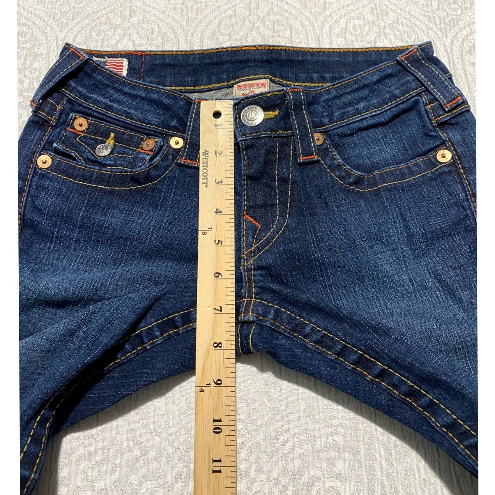 True Religion VINTAGE True Religion Julie Skinny Jeans 27 Dark Wash Contrast Stitch Made in USA 10-599 Womens Jeans Size 27" / US 4 / IT 40 - 5 Thumbnail
