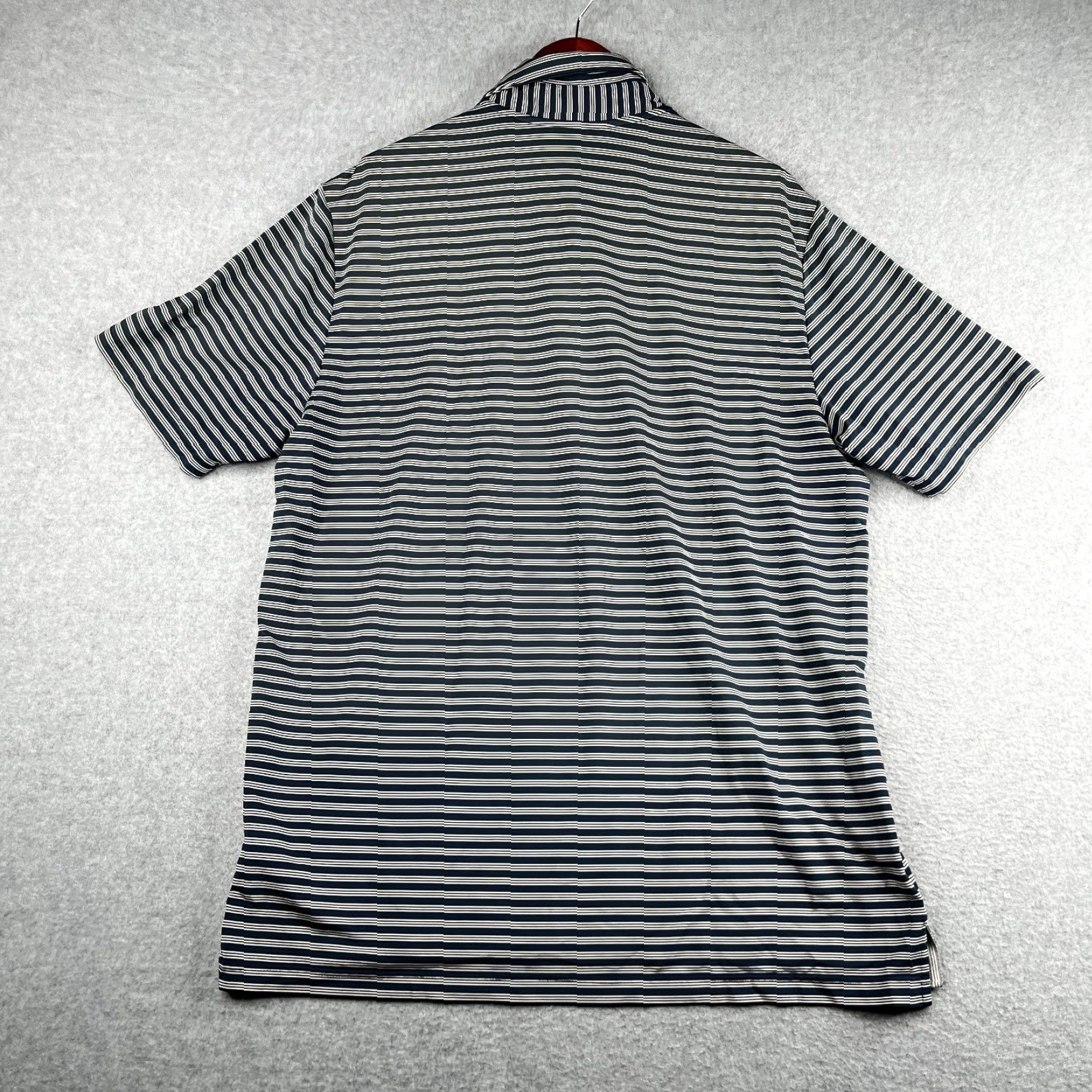 Adidas Adidas Polo Shirt Large Navy Blue White Striped Performance Casual Stretch Mens Size US L / EU 52-54 / 3 - 6 Thumbnail