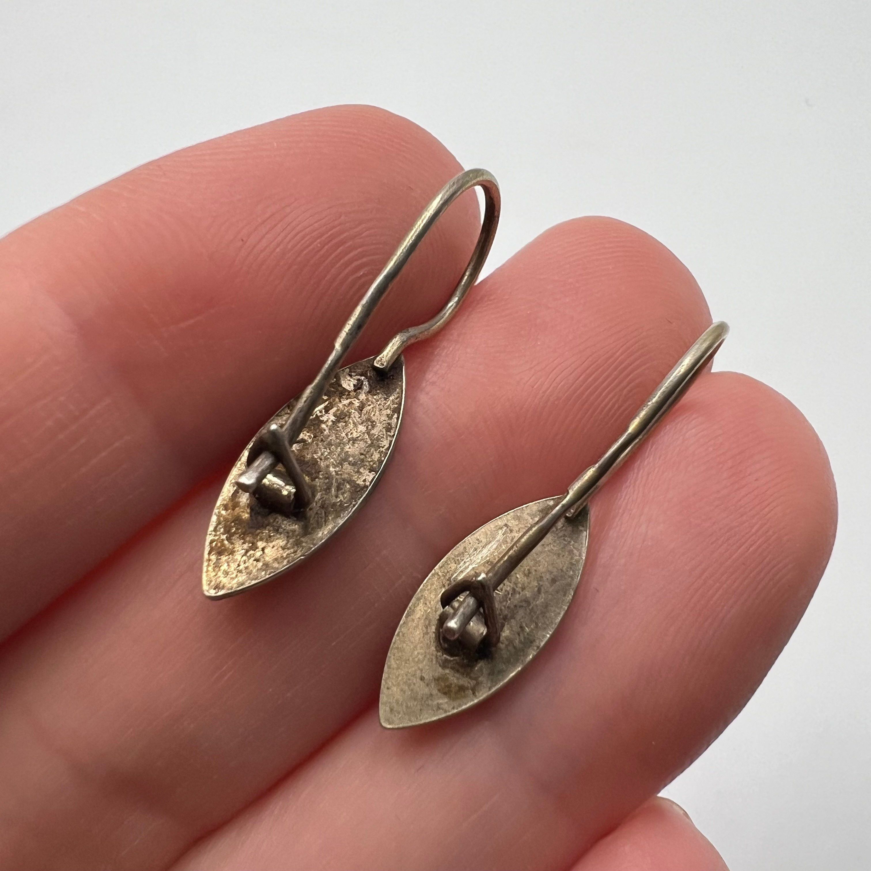 Vintage Vintage Earrings Black Silver 875 Women's Jewelry Flower Size ONE SIZE - 7 Thumbnail