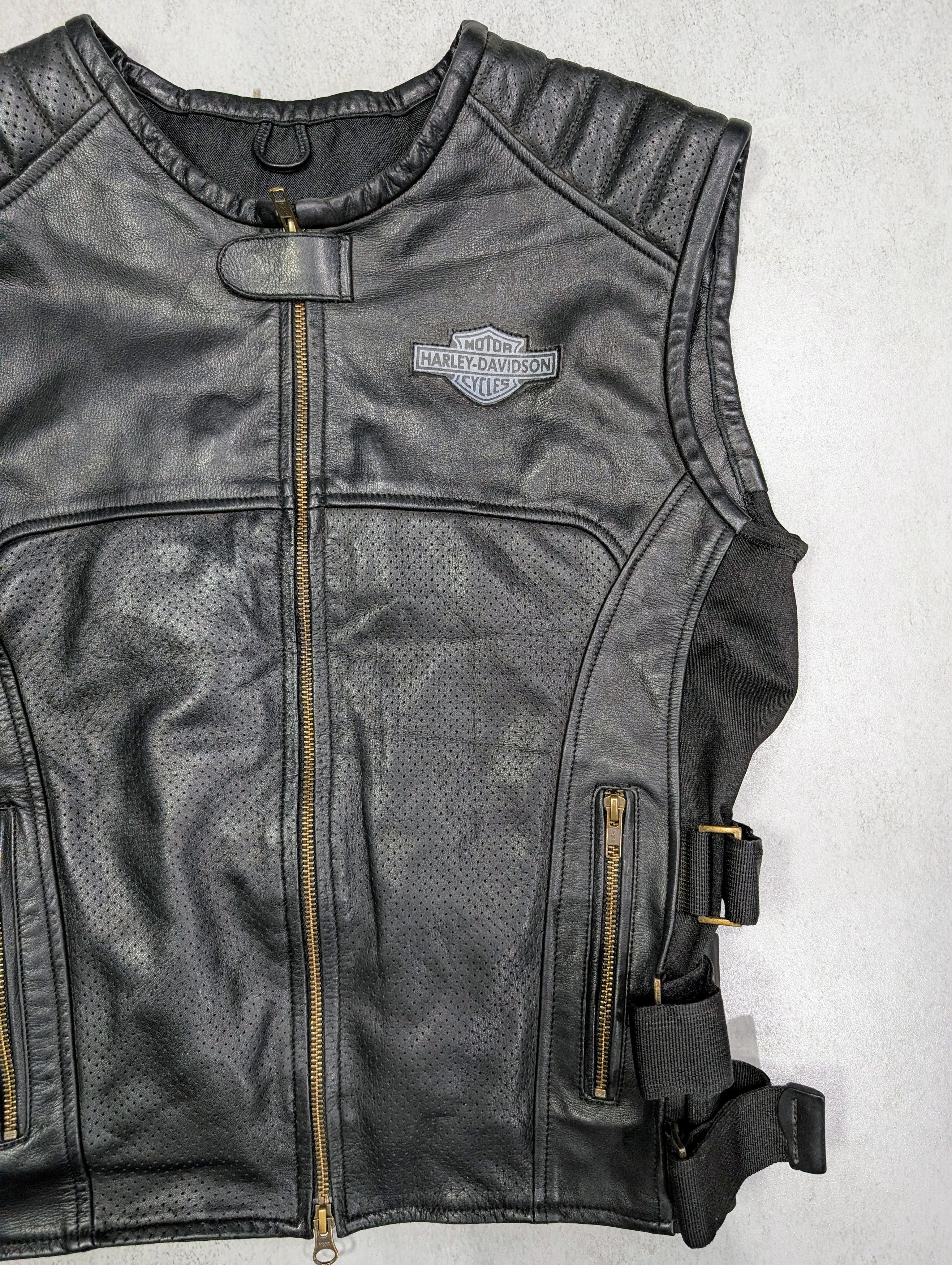 Harley Davidson 💥 Harley-Davidson Classic Leather Vest Vintage Retro Size US M / EU 48-50 / 2 - 3 Thumbnail