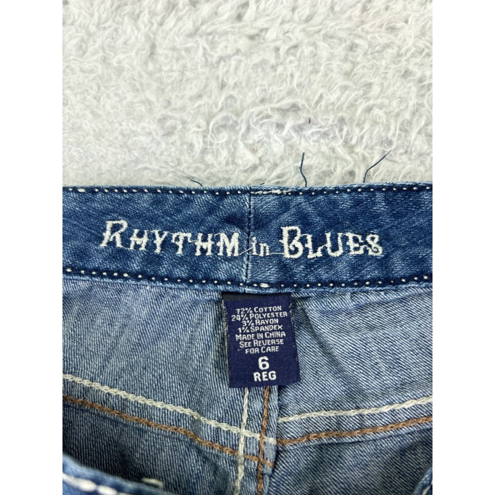 Rhythm Rhythm In Blues Jeans Womens 6 Blue Denim Straight Low Rise Cotton 31x28 Size 28" / US 6 / IT 42 - 6 Thumbnail