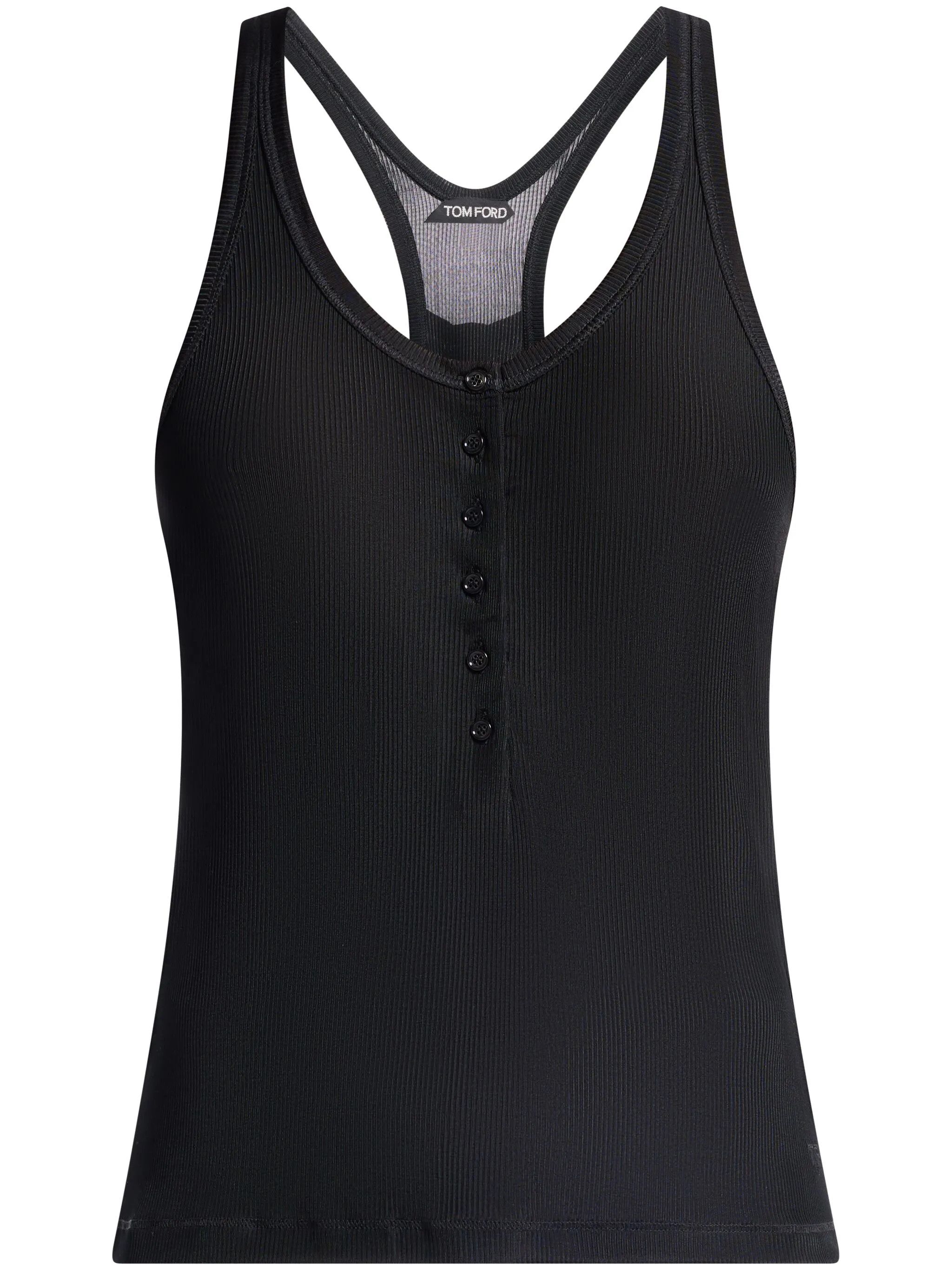 Tom Ford o1w1db10525 TSJ572 Ribbed Jersey Tank Top in Black Size XS / US 0-2 / IT 36-38 - 1 Thumbnail