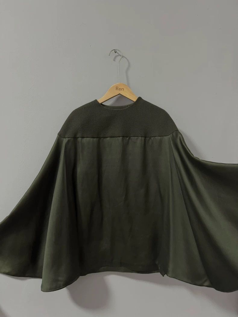 Haider Ackermann Haider Ackermann Olive green satin patchwork cloak Size S / US 4 / IT 40 - 1 Thumbnail