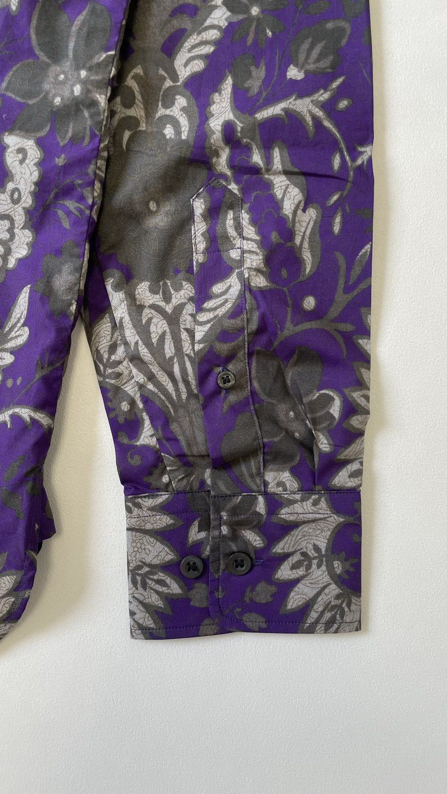 Dries Van Noten Purple / Gray Floral Print Cotton Shirt Size US M / EU 48-50 / 2 - 15 Thumbnail