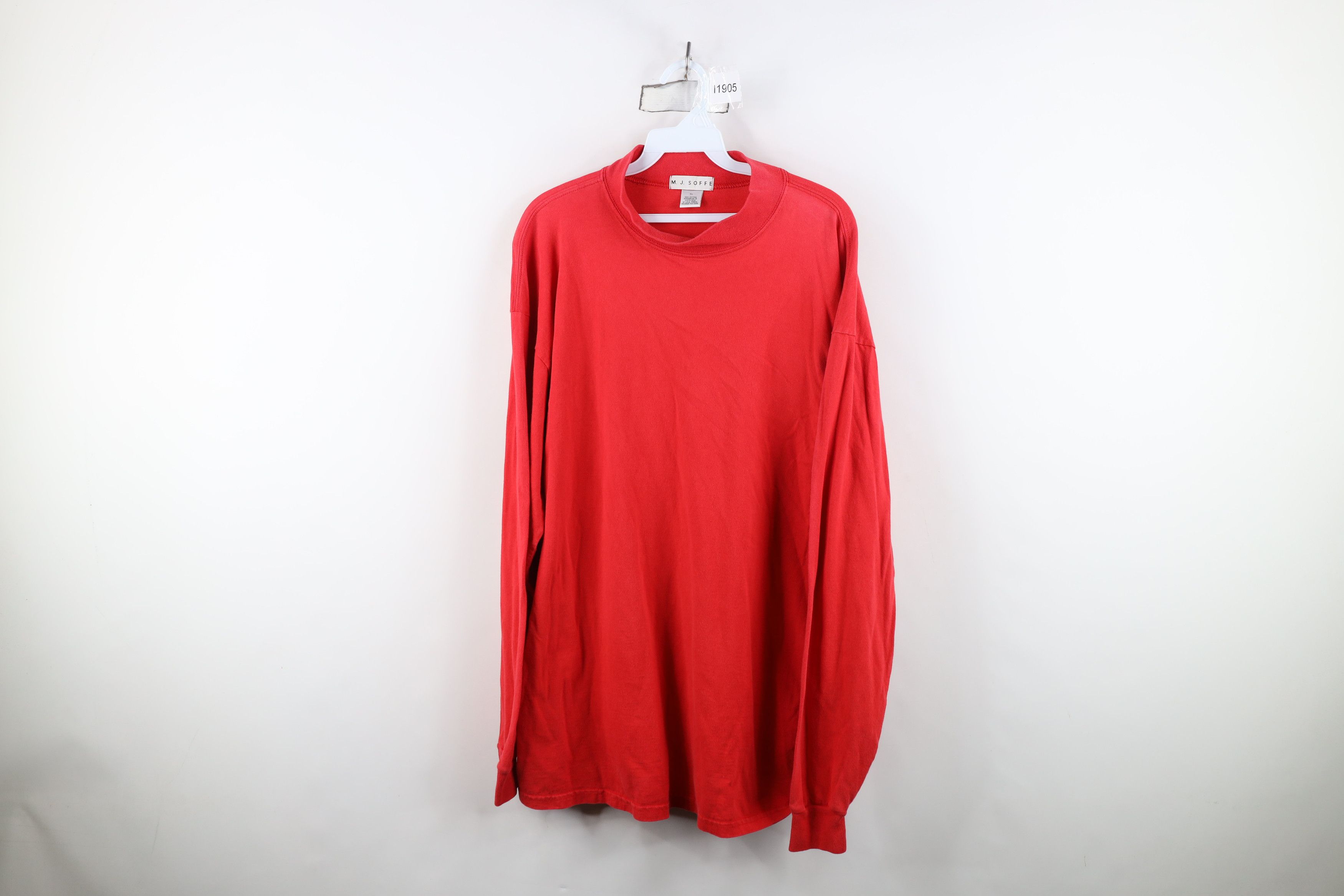 Vintage Vintage 90s Streetwear Mock Neck Long Sleeve T-Shirt Red Size US XL / EU 56 / 4 - 1 Thumbnail