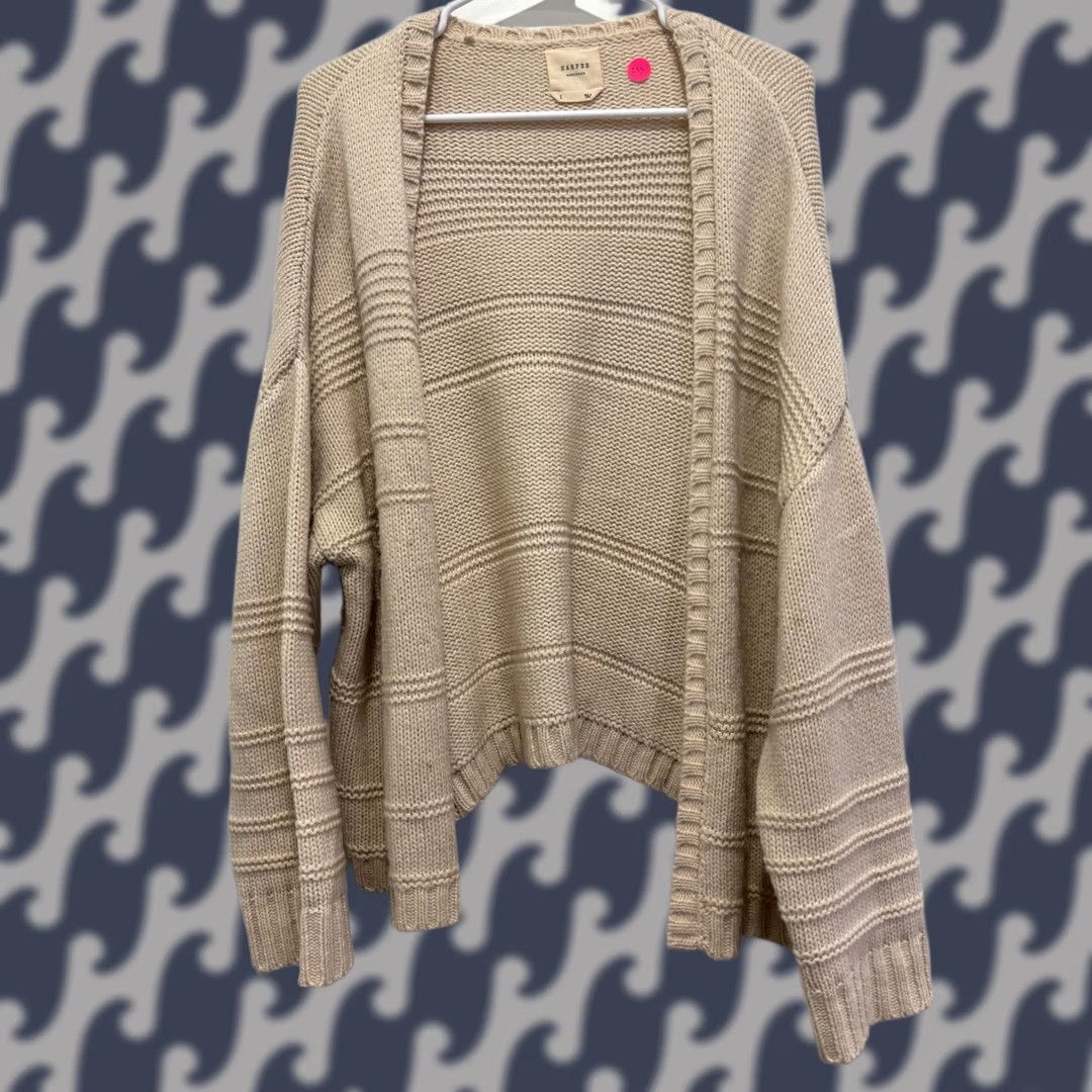 Vintage Harper Heritage Sweater Small Beige Cream Chunky Knit Open Front Cardigan Size S / US 4 / IT 40 - 1 Thumbnail
