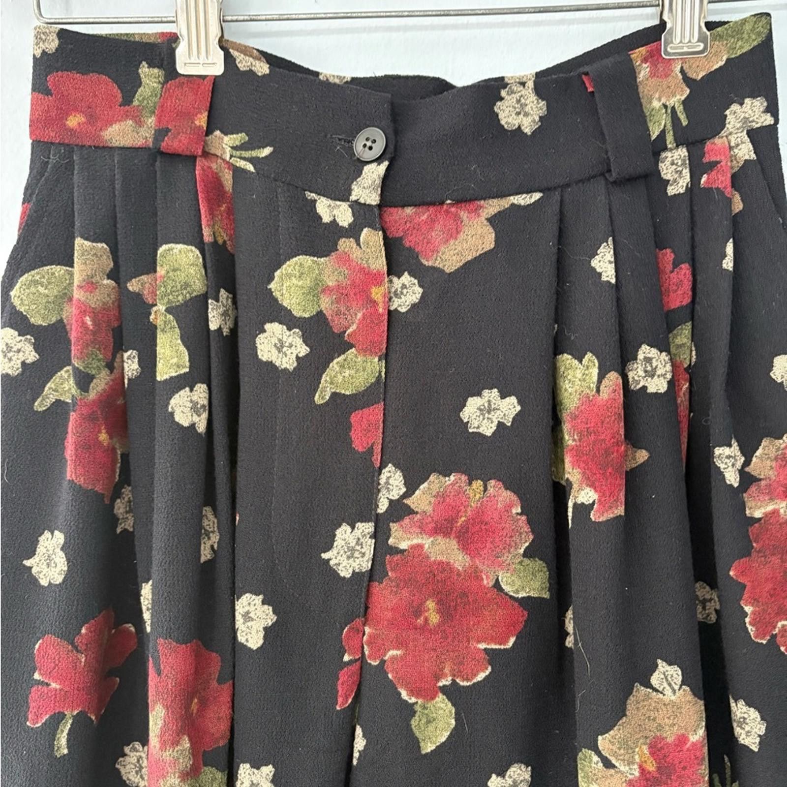 Designer Mariella Burani Women’s sz6 100% Wool Floral Pants Vintage Size 28" / US 6 / IT 42 - 2 Thumbnail
