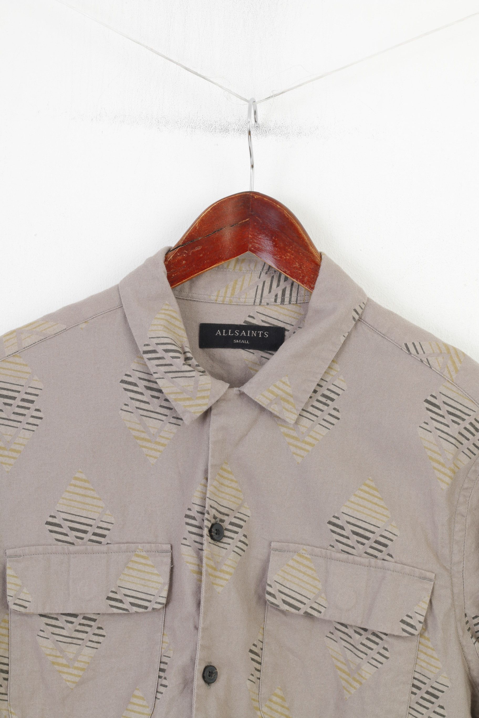 Allsaints × Vintage Allsaints Men S Casual Shirt Brown Abstract 10674 Size US S / EU 44-46 / 1 - 2 Thumbnail
