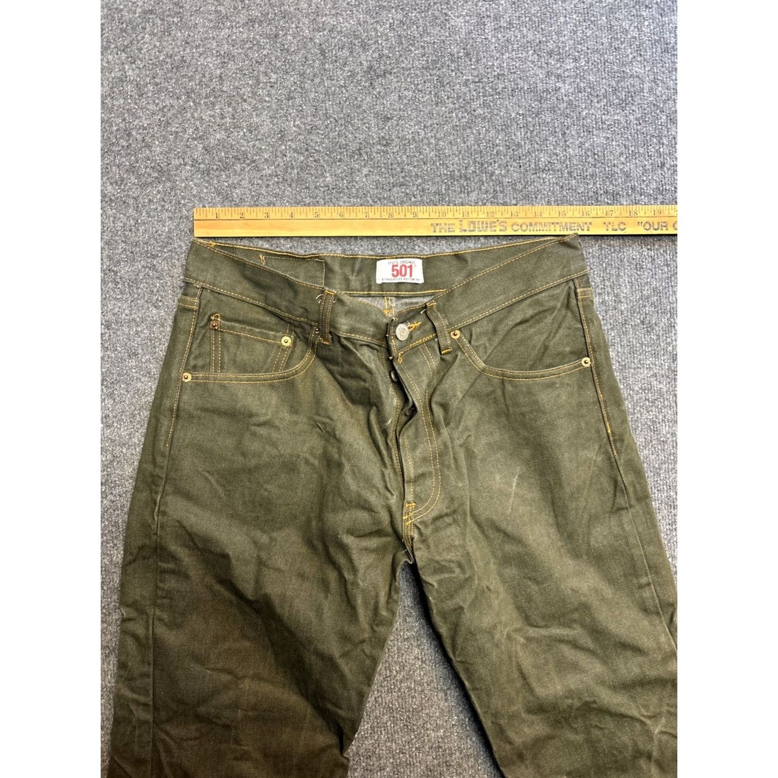 Levi's VINTAGE Levi’s 501 Jeans Mens 36x30 Green Denim Button Fly Straight Leg 90s City Art Regular Mens Size US 36 / EU 52 - 6 Thumbnail