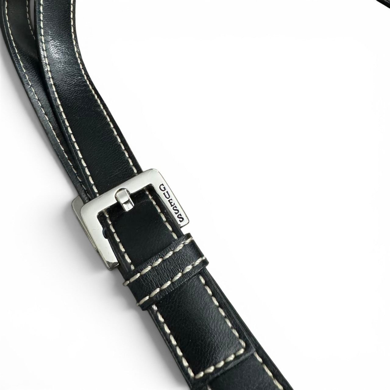 Guess Y2K Guess Black Patent Leather Shoulder Bag Silver Hardware Size ONE SIZE - 3 Thumbnail