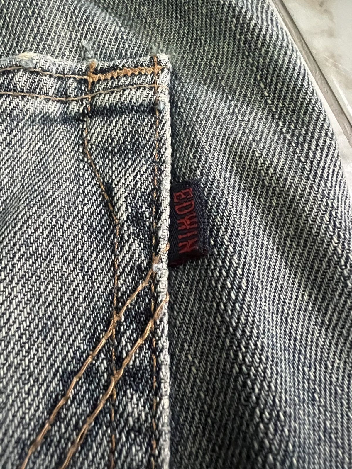 Edwin × If Six Was Nine × Le Grande Bleu (L.G.B.) 💥Baggy💥Vintage Edwin Faded Blue Distress Mud Wash Jean Size US 34 / EU 50 - 16 Thumbnail