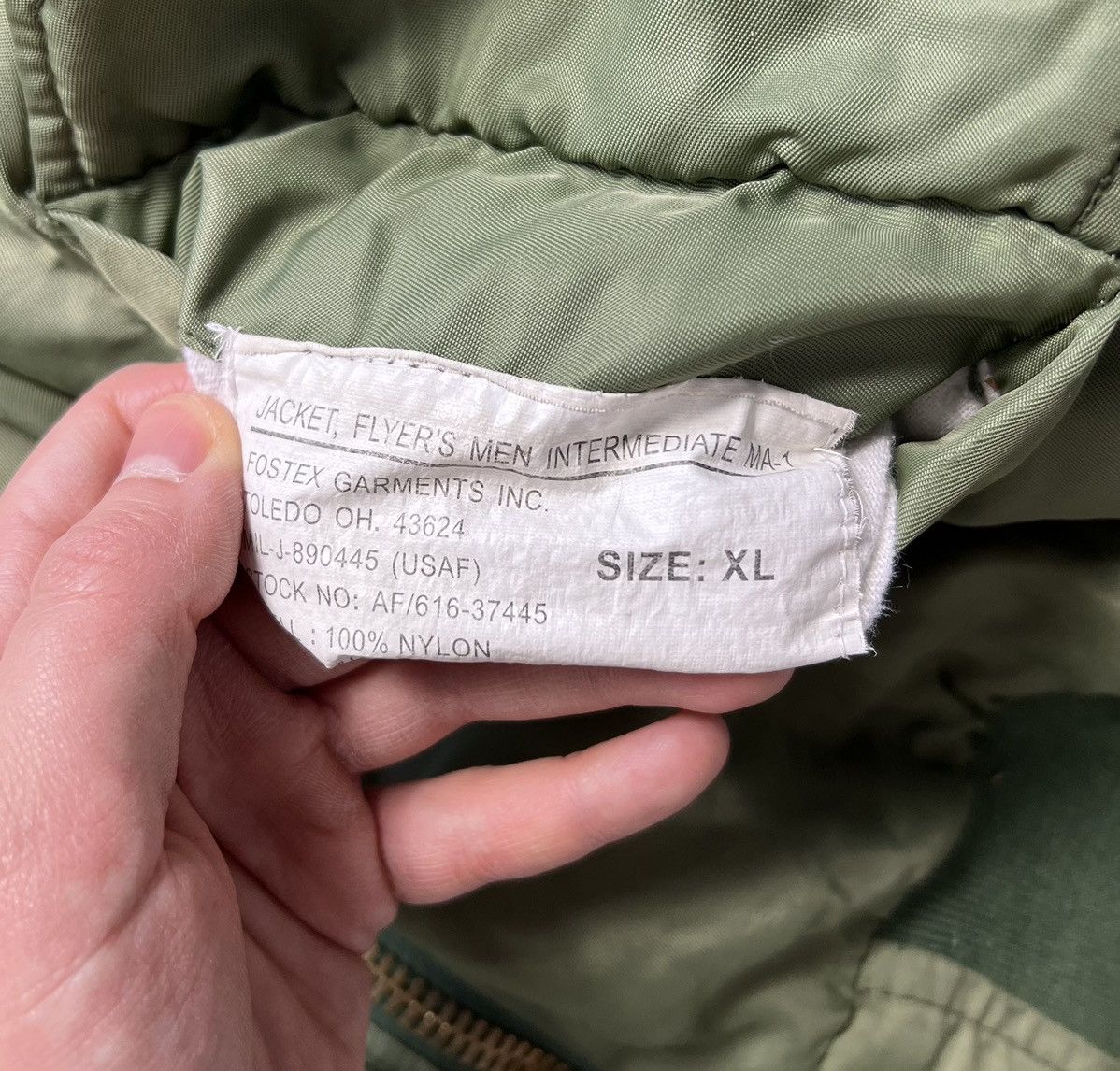 Vintage Bomber Jacket MA 1 Intermediate vintage 90’s army boxy fit Size US XL / EU 56 / 4 - 2 Thumbnail