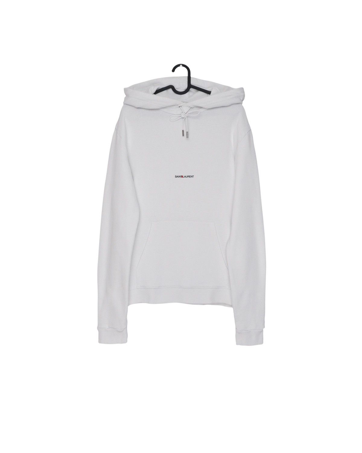 image of Saint Laurent Paris White Logo Hoodie, Men's (Size Medium)