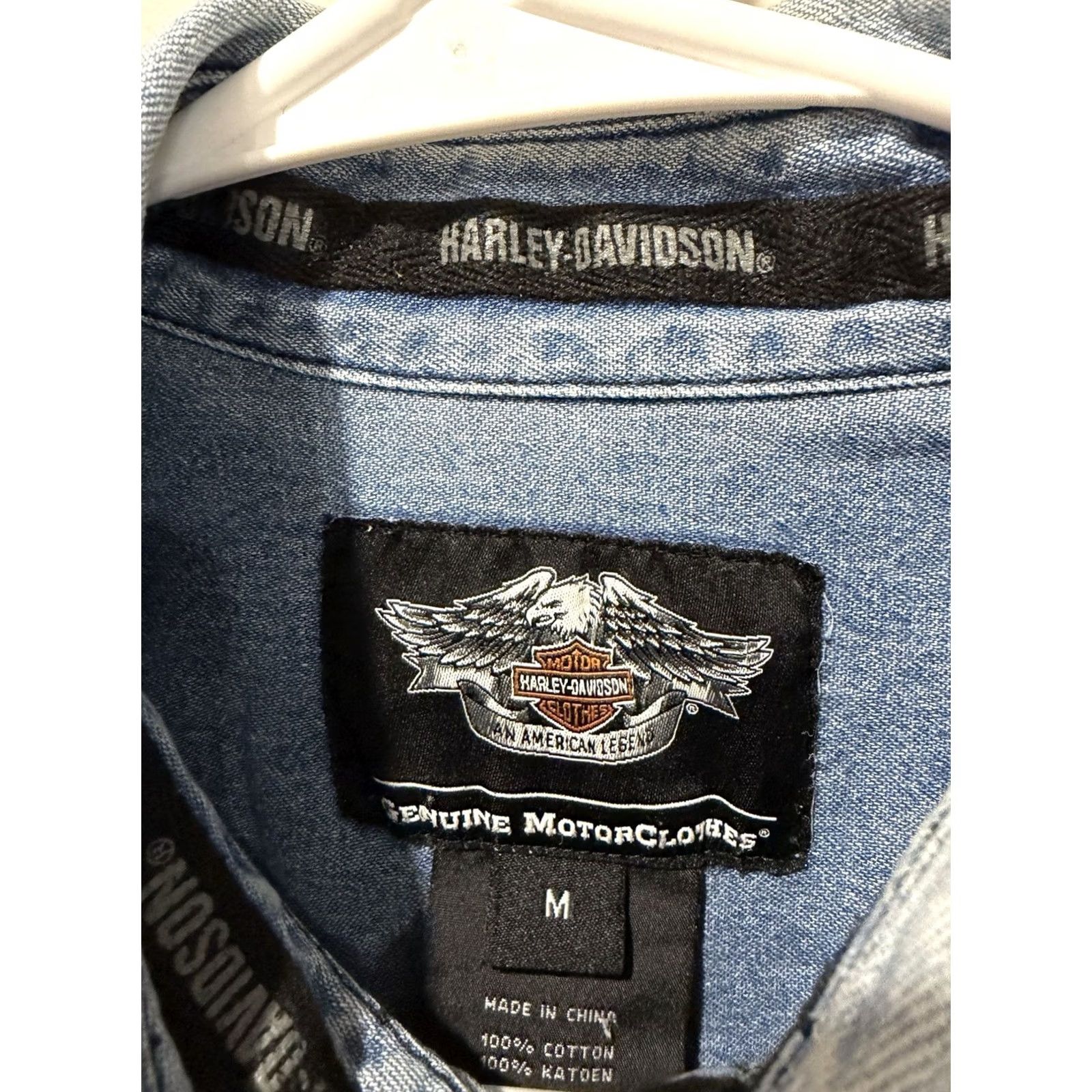 Harley Davidson VINTAGE Harley-Davidson Vest Shirt Men M Blue Denim Biker Trucker Grunge Y2K Button Short Sleeve? Size US M / EU 48-50 / 2 - 3 Thumbnail