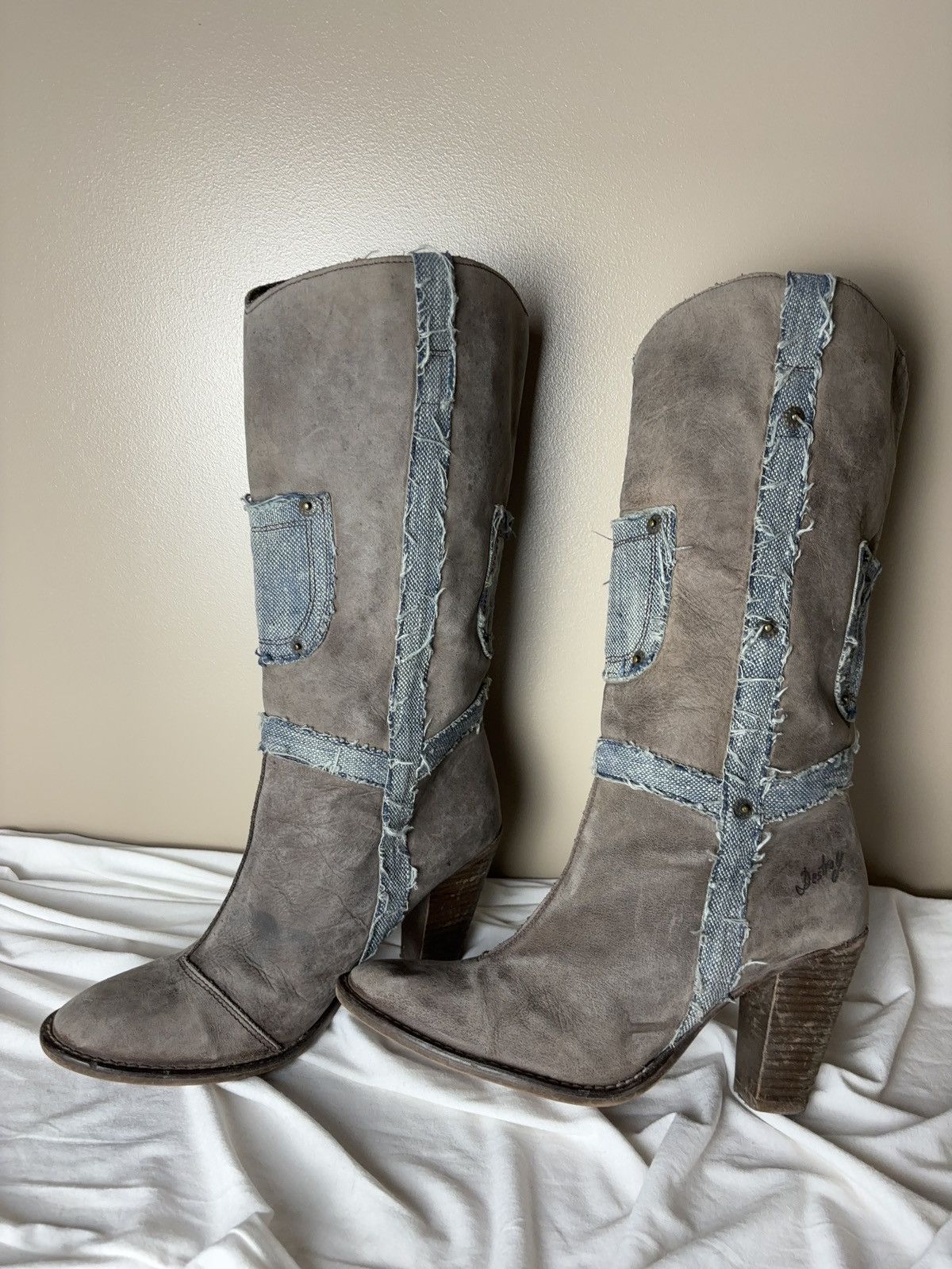 Vintage Destroy 90s rare vintage high boots western style shoes Size US 9 / IT 39 - 9 Thumbnail