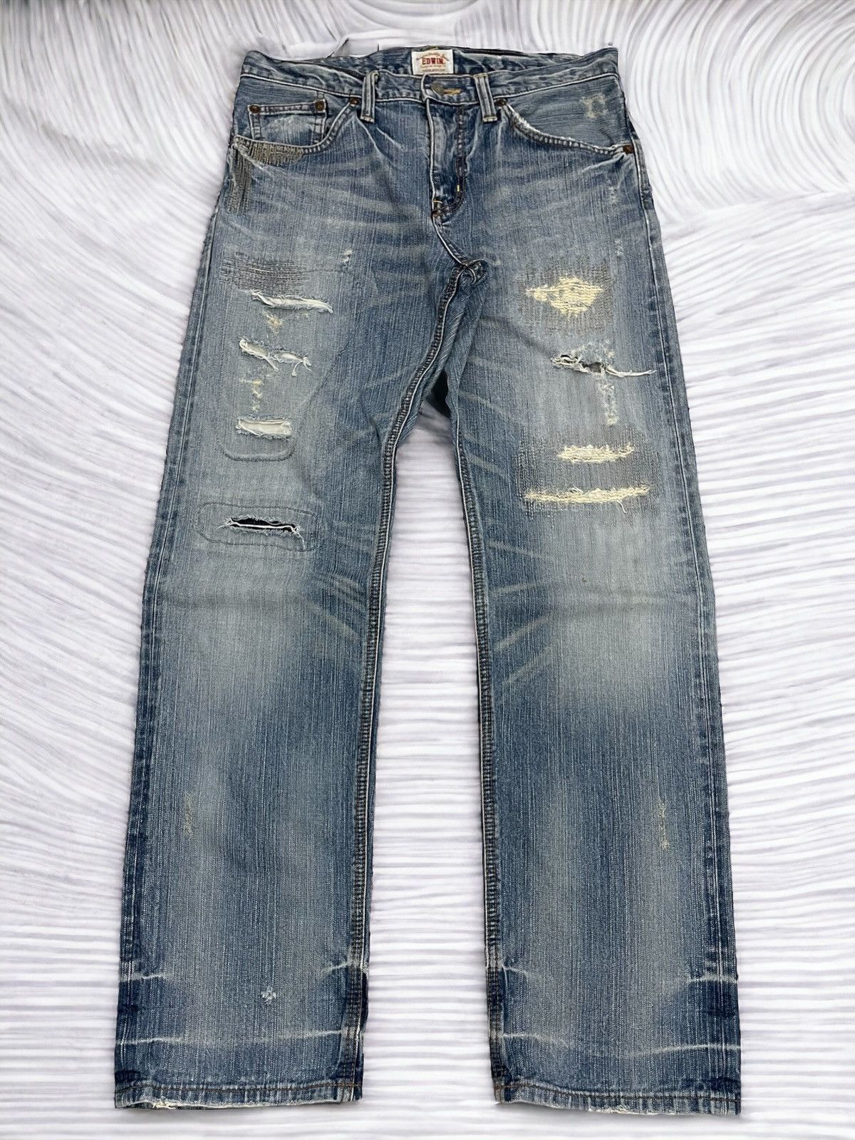 Edwin Edwin XV Vintage Distressed Denim (AE19) Size US 33 - 1 Thumbnail