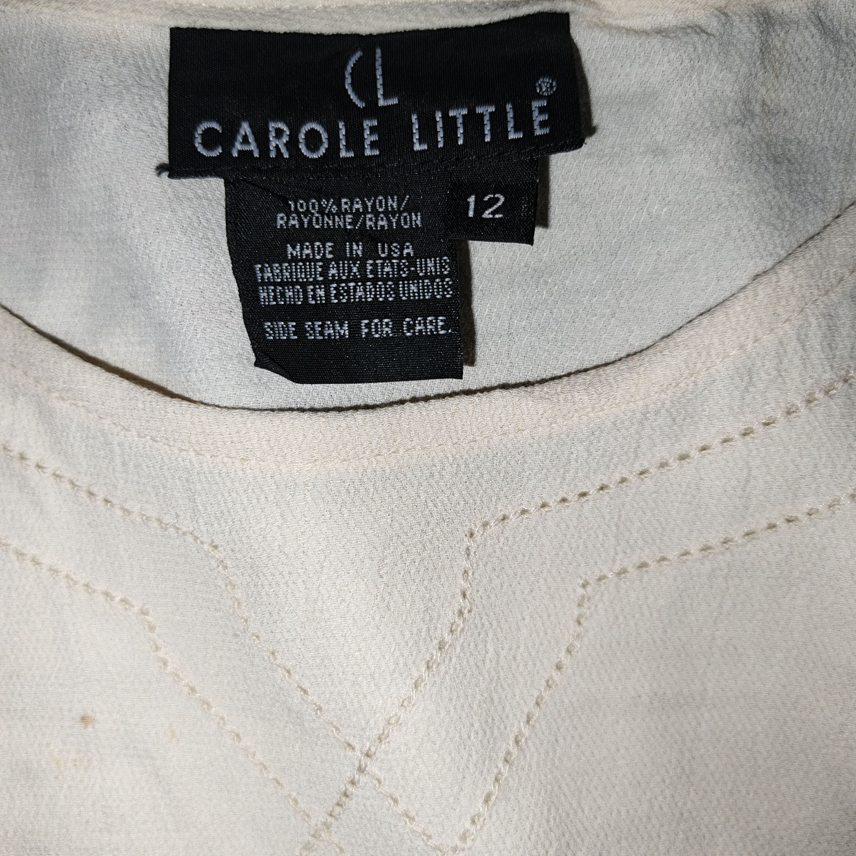 Vintage 90'sCAROLE LITTLE Crem Rayon Short Sleeve Blouse Size XL / US 12-14 / IT 48-50 - 14 Thumbnail