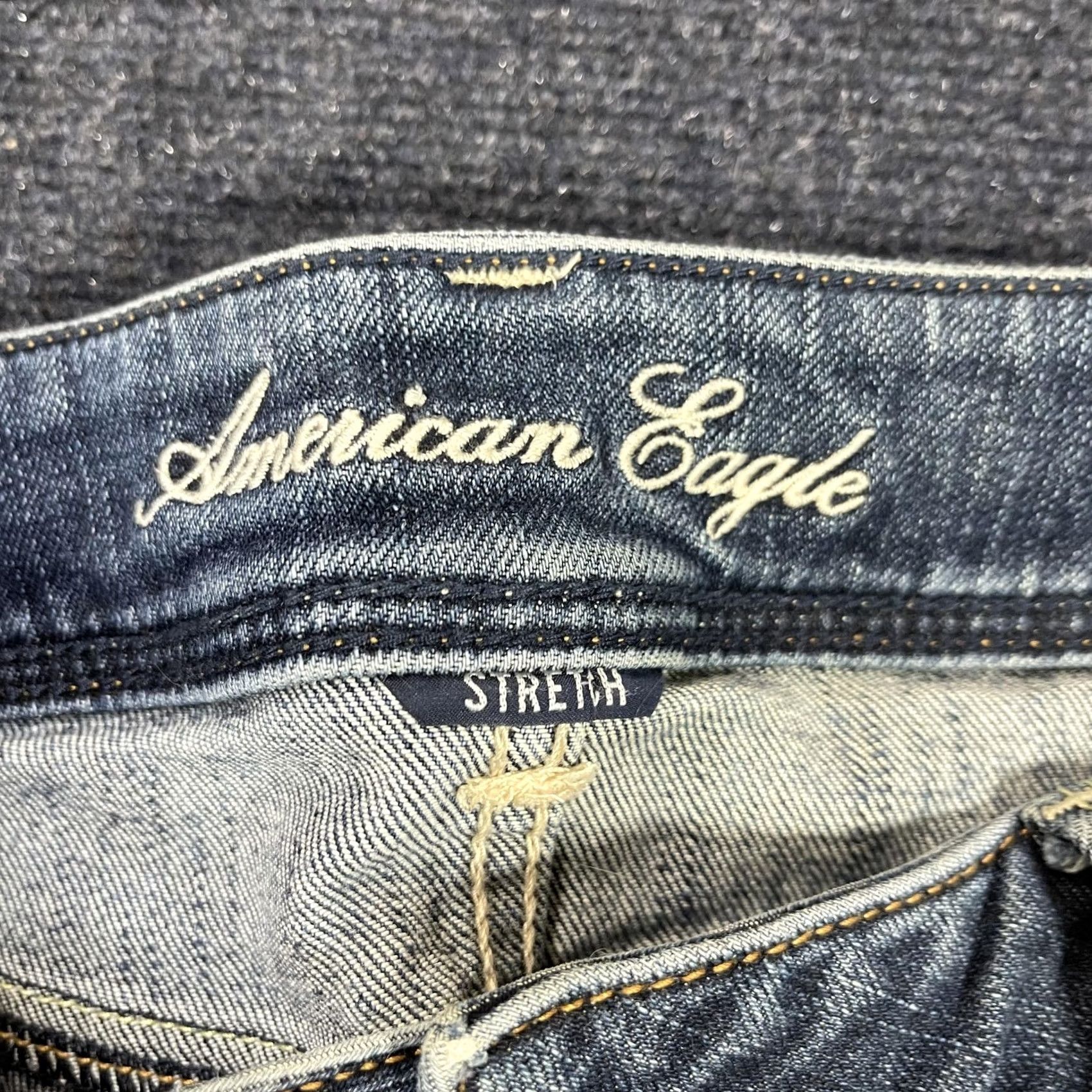 American Eagle Outfitters VINTAGE American Eagle Slim Boot Jeans Womens 12 Blue Med Wash Stretch Distressed Size 34" / US 12 / IT 48 - 3 Thumbnail
