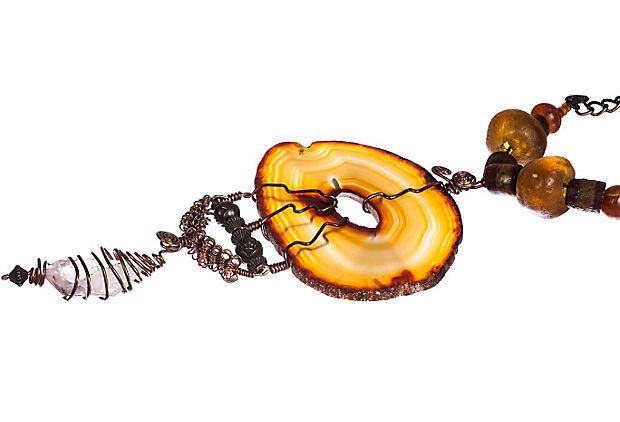 Handmade Abstract Handmade Agate Slab Necklace Size ONE SIZE - 4 Thumbnail