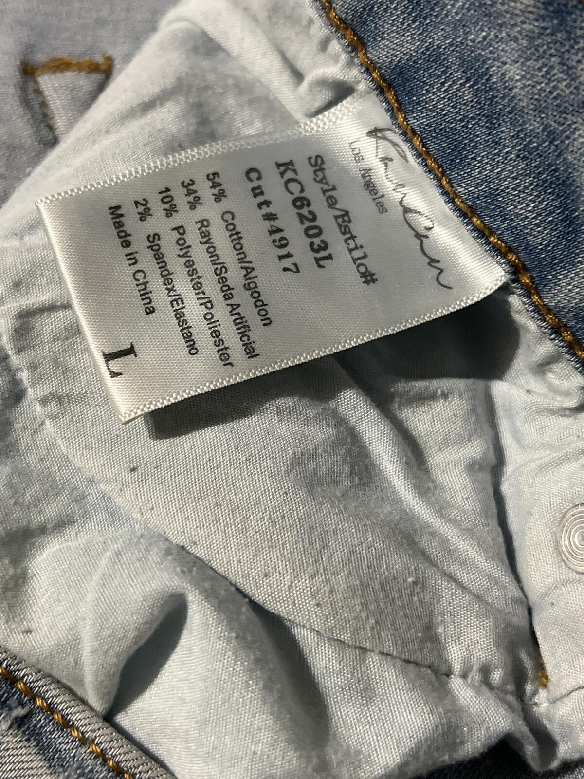 Kancan USA KanCan Light Wash Distressed Denim Mini Skirt L (8-12) Size 36" / US 14 / IT 50 - 4 Thumbnail