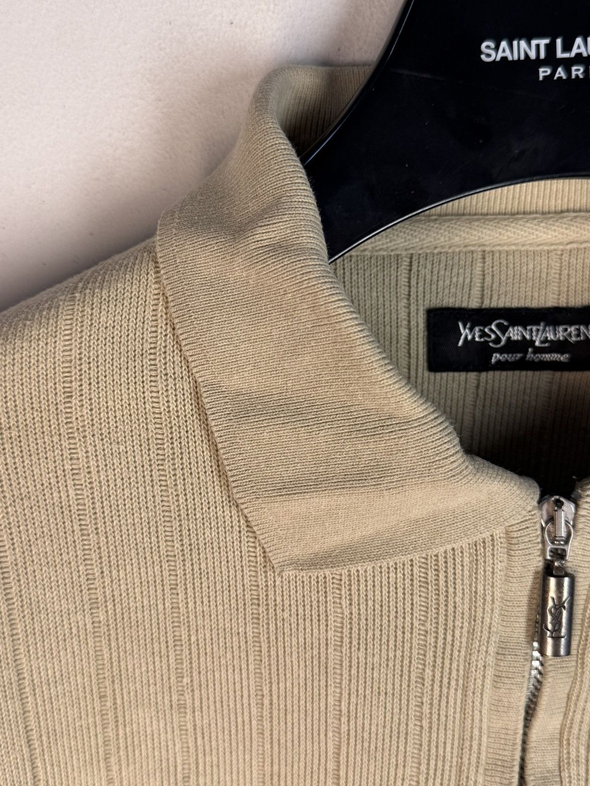 Yves Saint Laurent 90s Beige YSL Sweatshirt 1/4 Quarter Zip Sweater Rugby Shirt Size US L / EU 52-54 / 3 - 17 Thumbnail