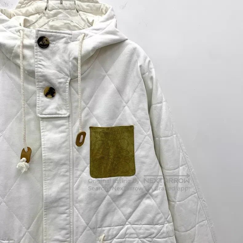 Loewe Loewe White Diamond Pattern Cotton Hooded Drawstring Long Size US M / EU 48-50 / 2 - 3 Thumbnail