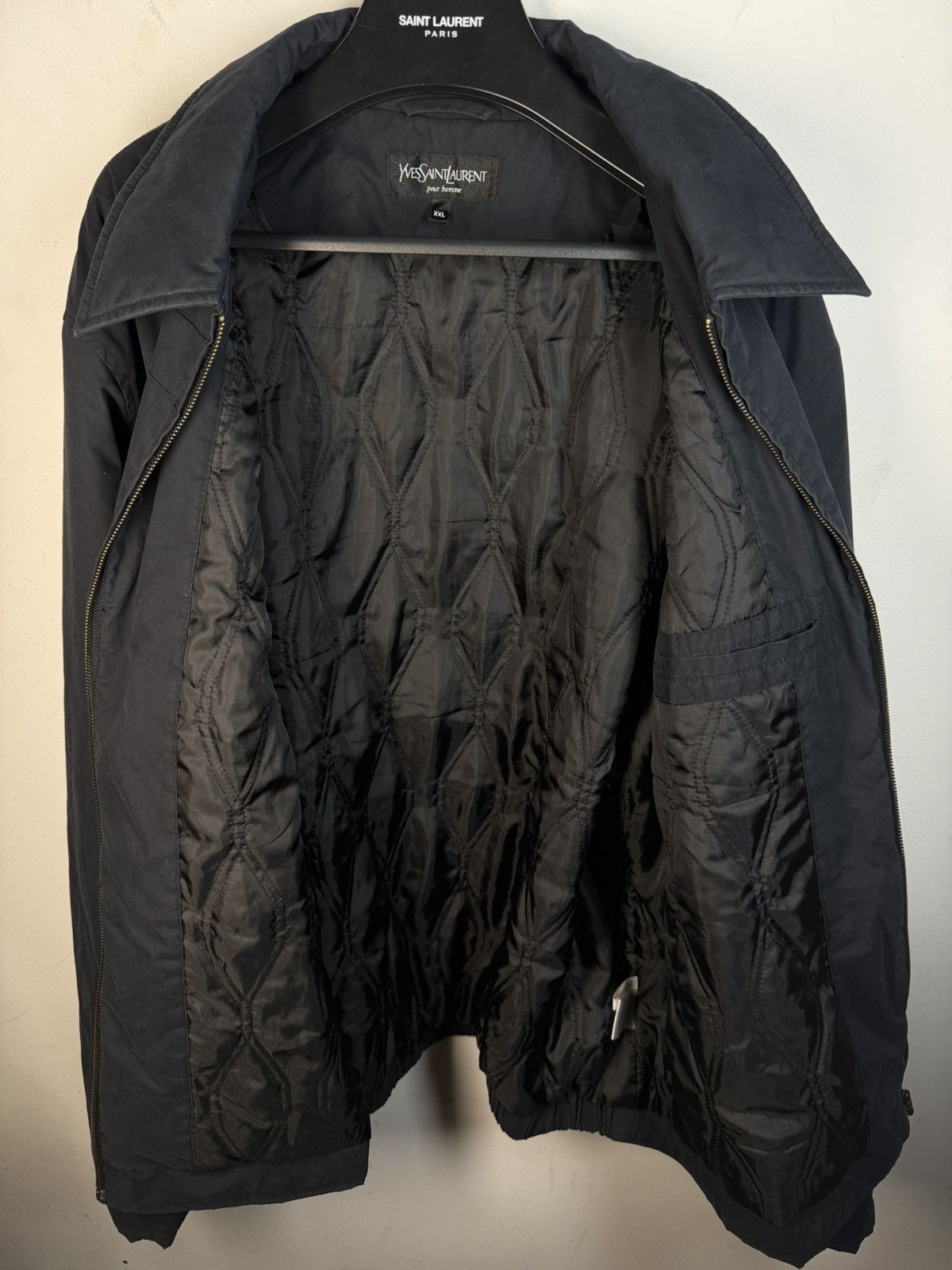 Yves Saint Laurent Black Warm YSL Jacket Bomber Zip Up Collar Vintage Logo y2k Size US XXL / EU 58 / 5 - 11 Thumbnail