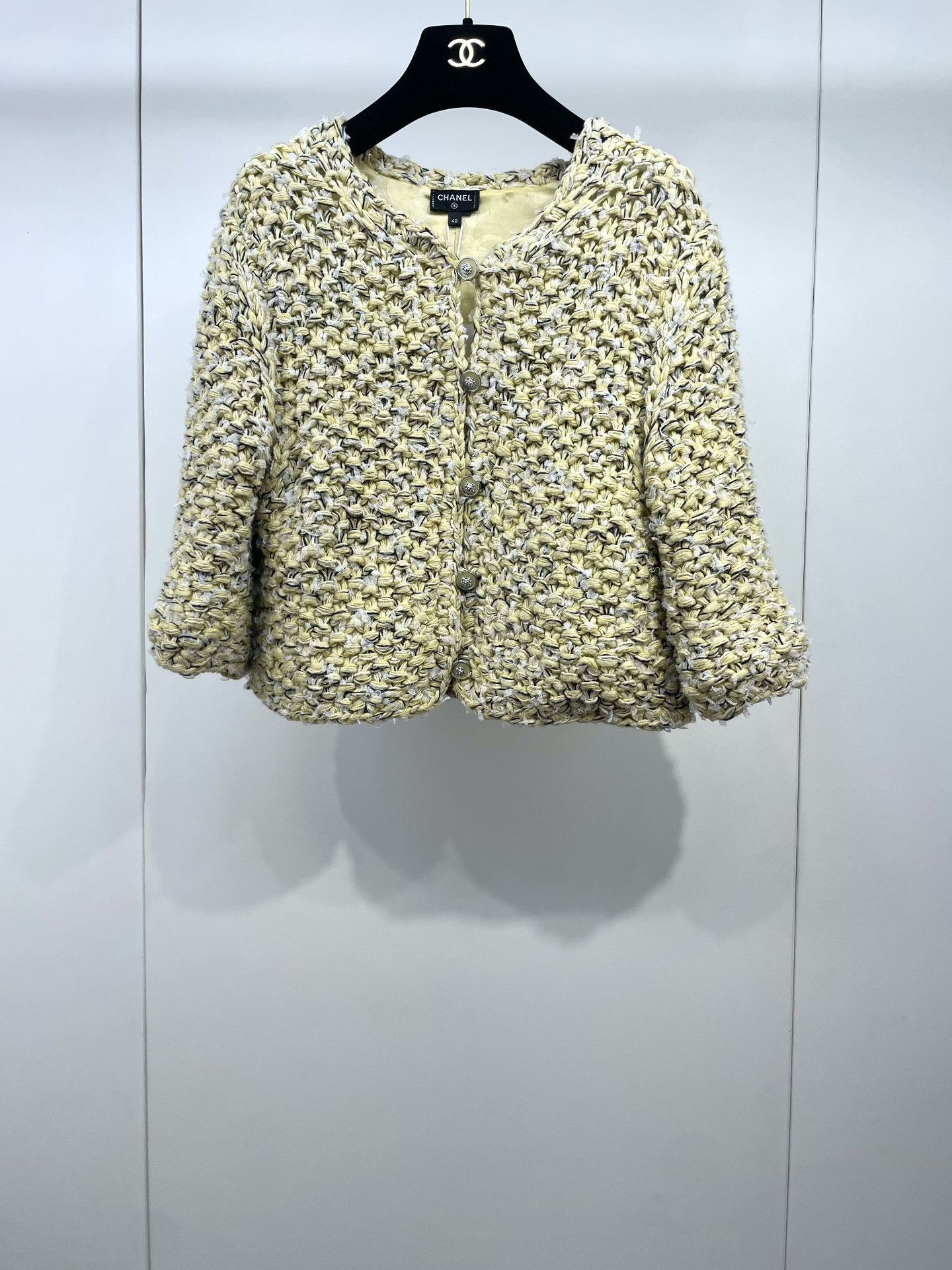 Chanel Chanel Yellow Knitted Short Jacket Size S / US 4 / IT 40 - 1 Thumbnail