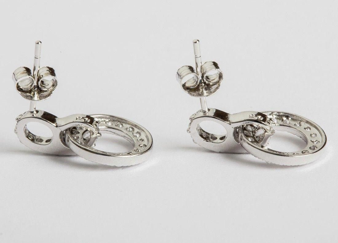 Sterling Silver Sterling Silver Pave Cubic Zirconia Dangle Earrings Size ONE SIZE - 2 Thumbnail