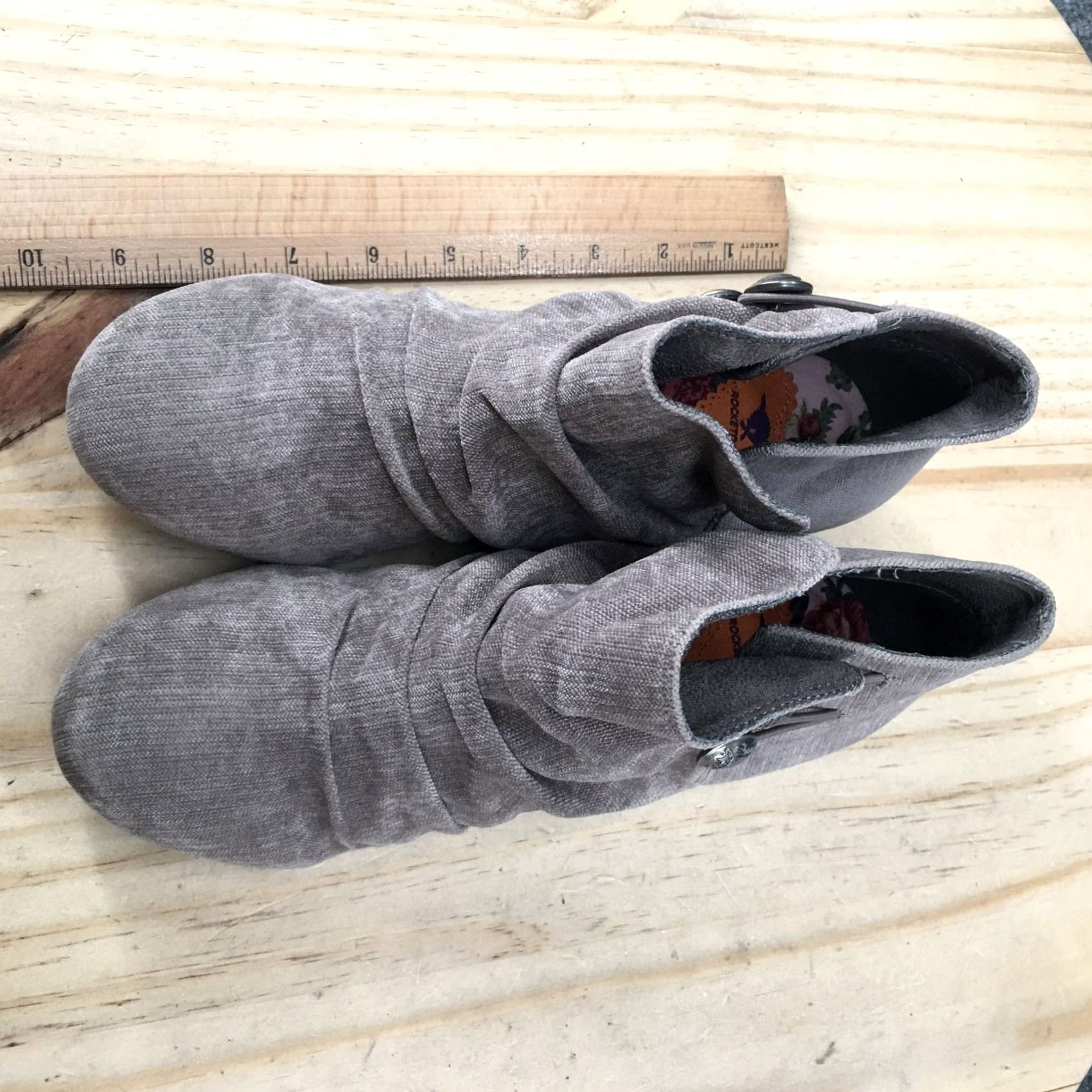Vintage Rocket Dog Boots Womens 8 M Ankle Booties Button Slouch Comfort Gray Shoes Women Boots Size US 8 / IT 38 - 6 Thumbnail