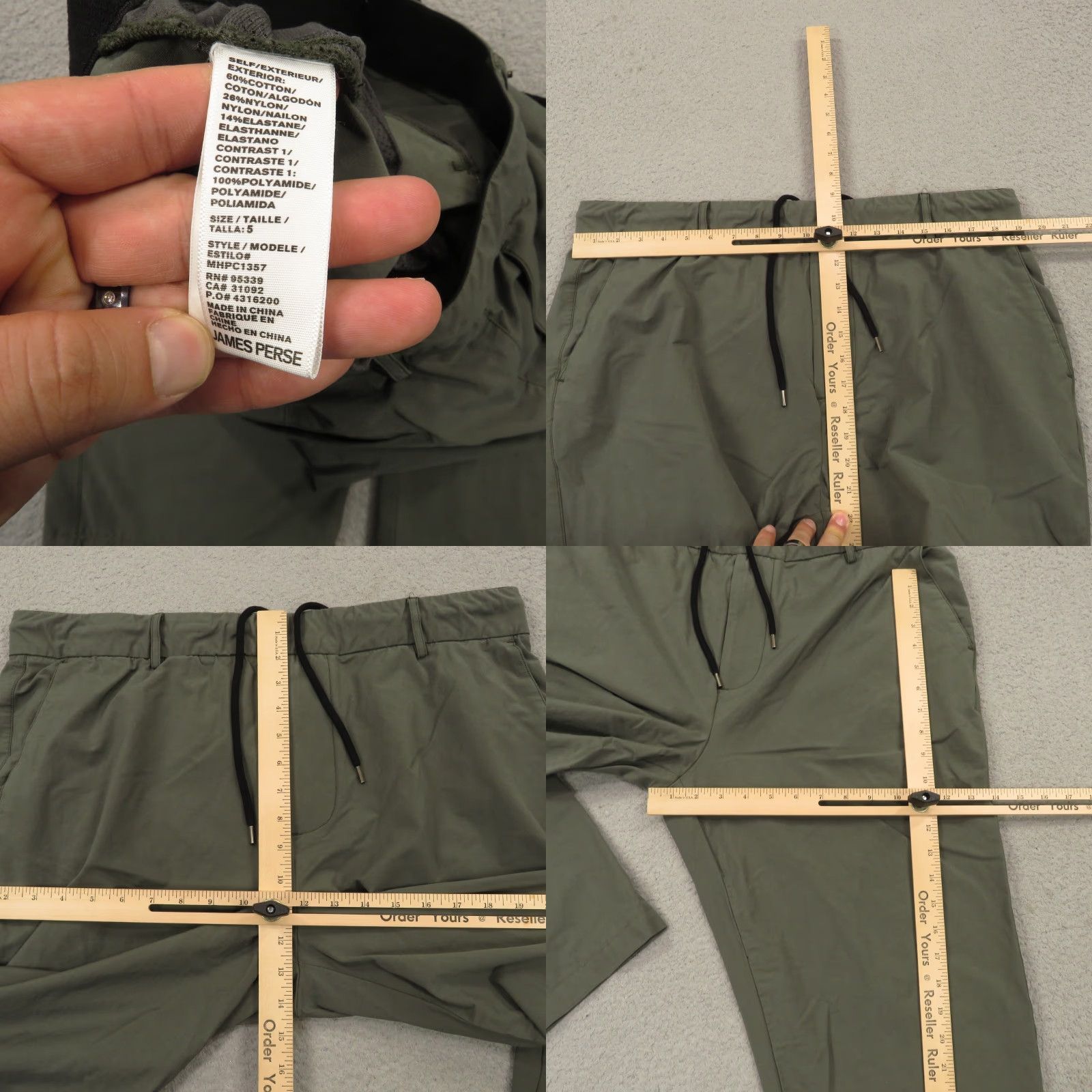 James Perse James Perse Pants Mens 5 Olive Green Yoesmite Golf Trousers Drawstring 38" Waist Size US 39 - 8 Thumbnail