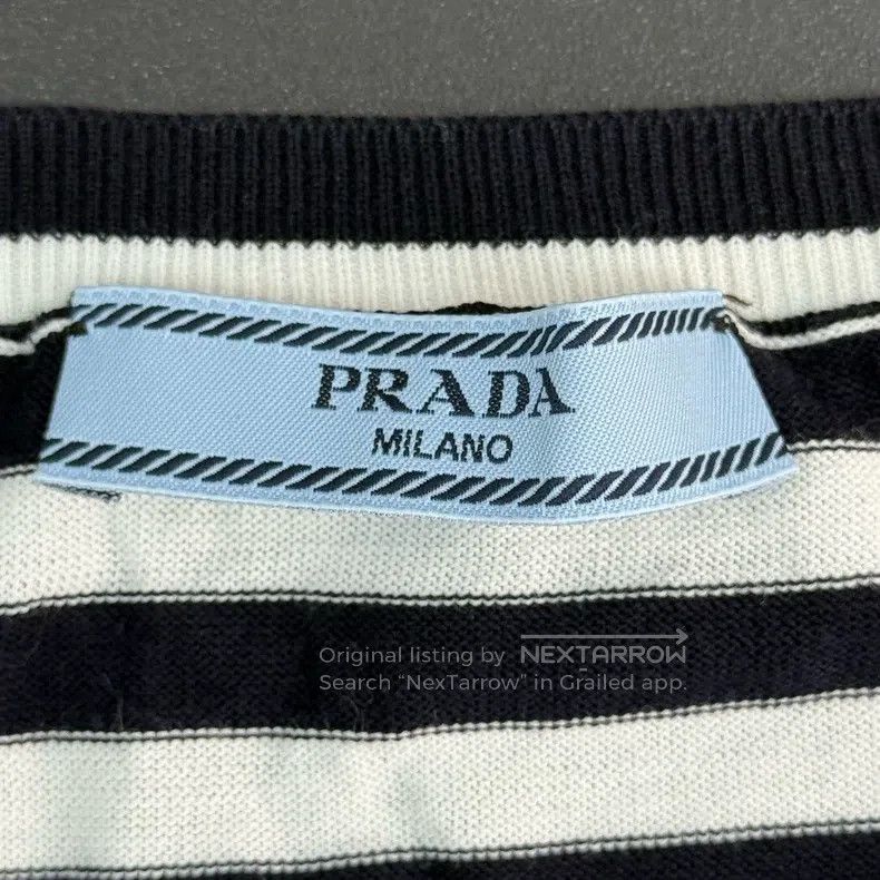 Prada Prada Dark blue striped letter knitted short sleeves Size US XXS / EU 40 - 5 Thumbnail