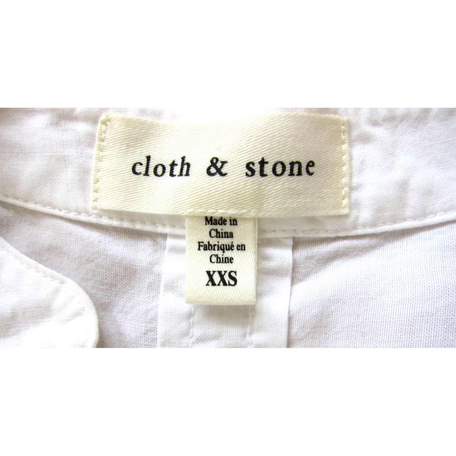 CLOT Cloth & Stone Blouse Women's 2XS Long Sleeve V-Neck Rayon White Solid Casual Shirt Size XXS / US 00 / IT 34 - 4 Thumbnail