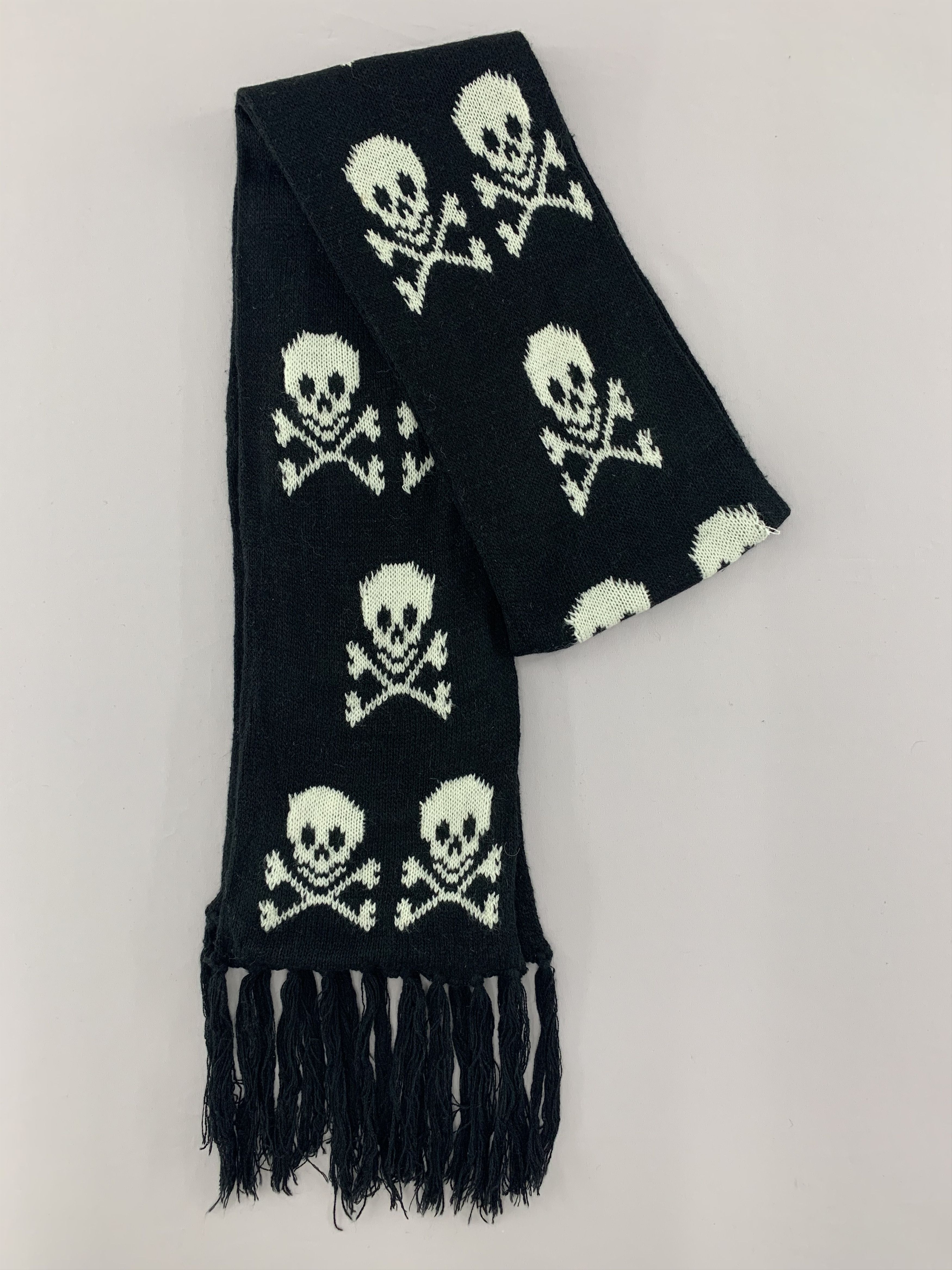 Vintage Skull Scarf Wool Muffler Neck Wrap BL5139 Size ONE SIZE - 2 Thumbnail
