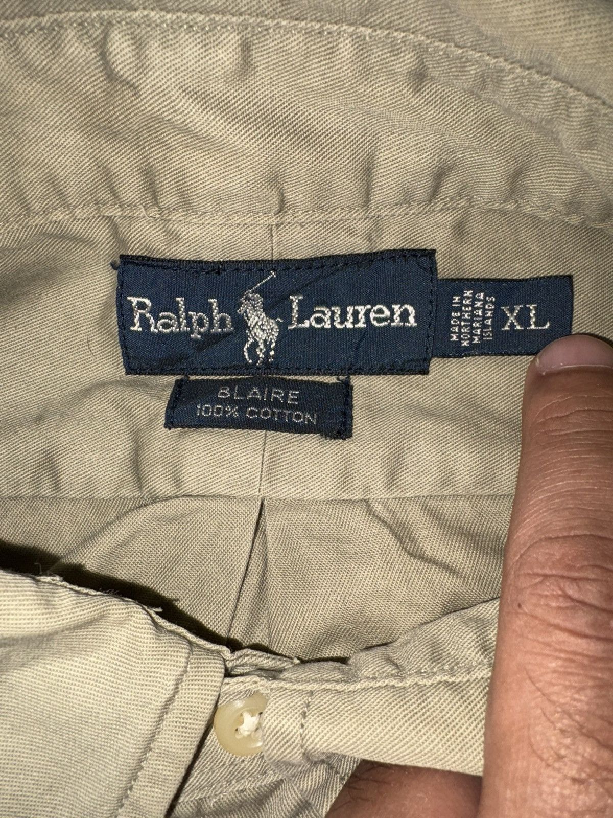 Ralph Lauren VTG Polo Ralph LaurenBlaire S/S Shirt Khaki Twill XL 90s/Y2K Size US XL / EU 56 / 4 - 6 Thumbnail