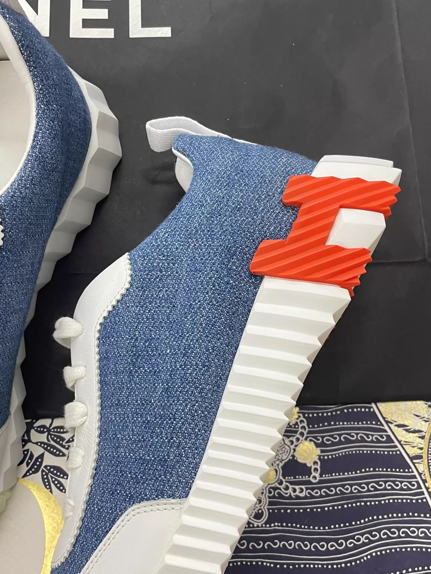 Hermes Hermes Denim Blue Color Block Sneakers Women's 38 New Unworn Size US 7.5 / IT 37.5 - 4 Thumbnail