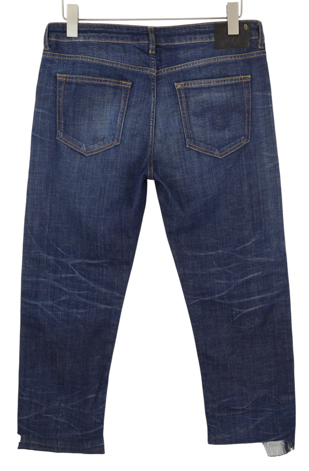 R13 BOY STRAIGHT 31 Howell Indigo Uneven Hem Faded 86353 Size 31" - 2 Thumbnail