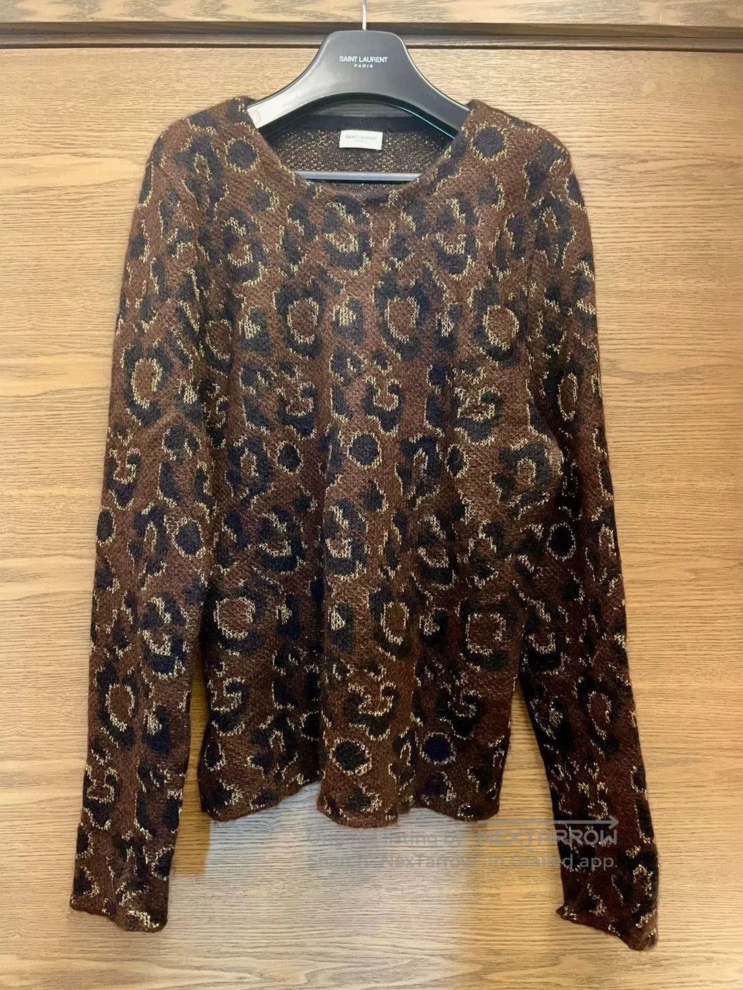 Saint Laurent Paris Brown Leopard Print Long Sleeve Knit Sweater. Size US M / EU 48-50 / 2 - 1 Thumbnail