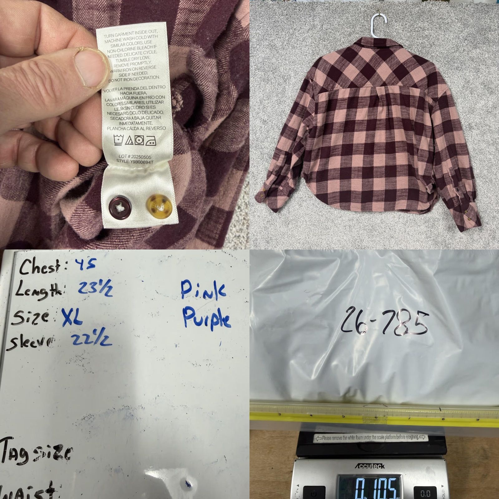 Scotch & Soda Scotch & Soda Button Up Shirt Womens XL Pink Purple Flannel Plaid Cabincore Size XL / US 12-14 / IT 48-50 - 8 Thumbnail
