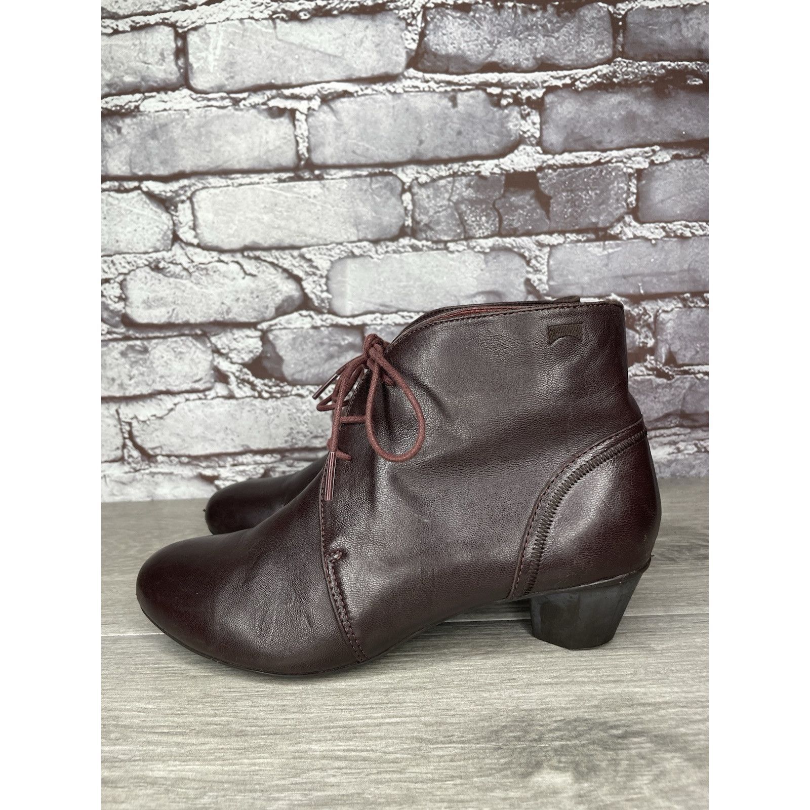 Camper Camper Alicante Brown Leather Lace Up Heel Ankle Boots Women Size US 7.5 / IT 37.5 - 14 Thumbnail
