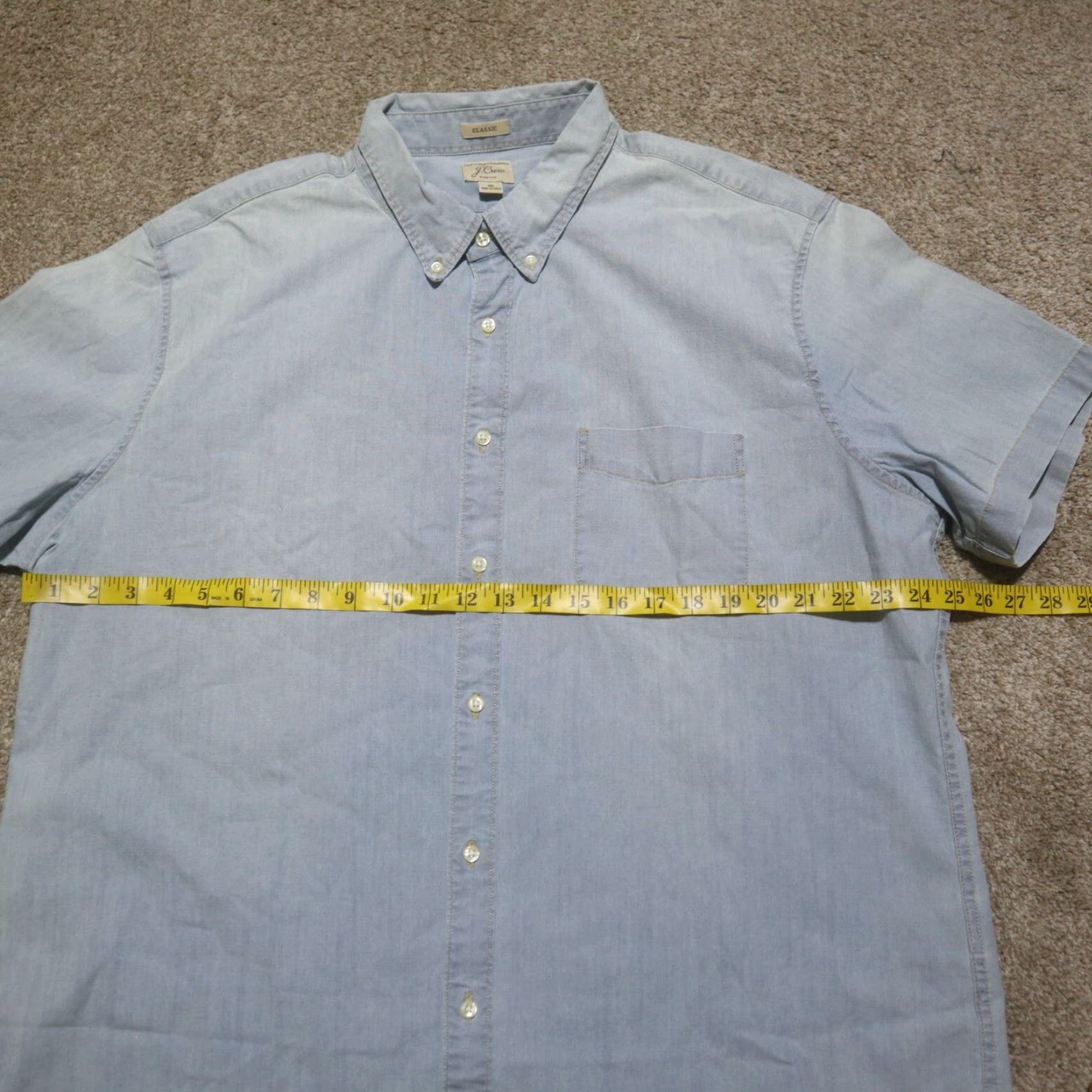 J.Crew J.CREW Denim Blue Short Sleeve Button-Down Classic Stretch Shirt 2XL Men’s Slim Regular Cotton Denim Blue Shirt Size US XXL / EU 58 / 5 - 4 Thumbnail