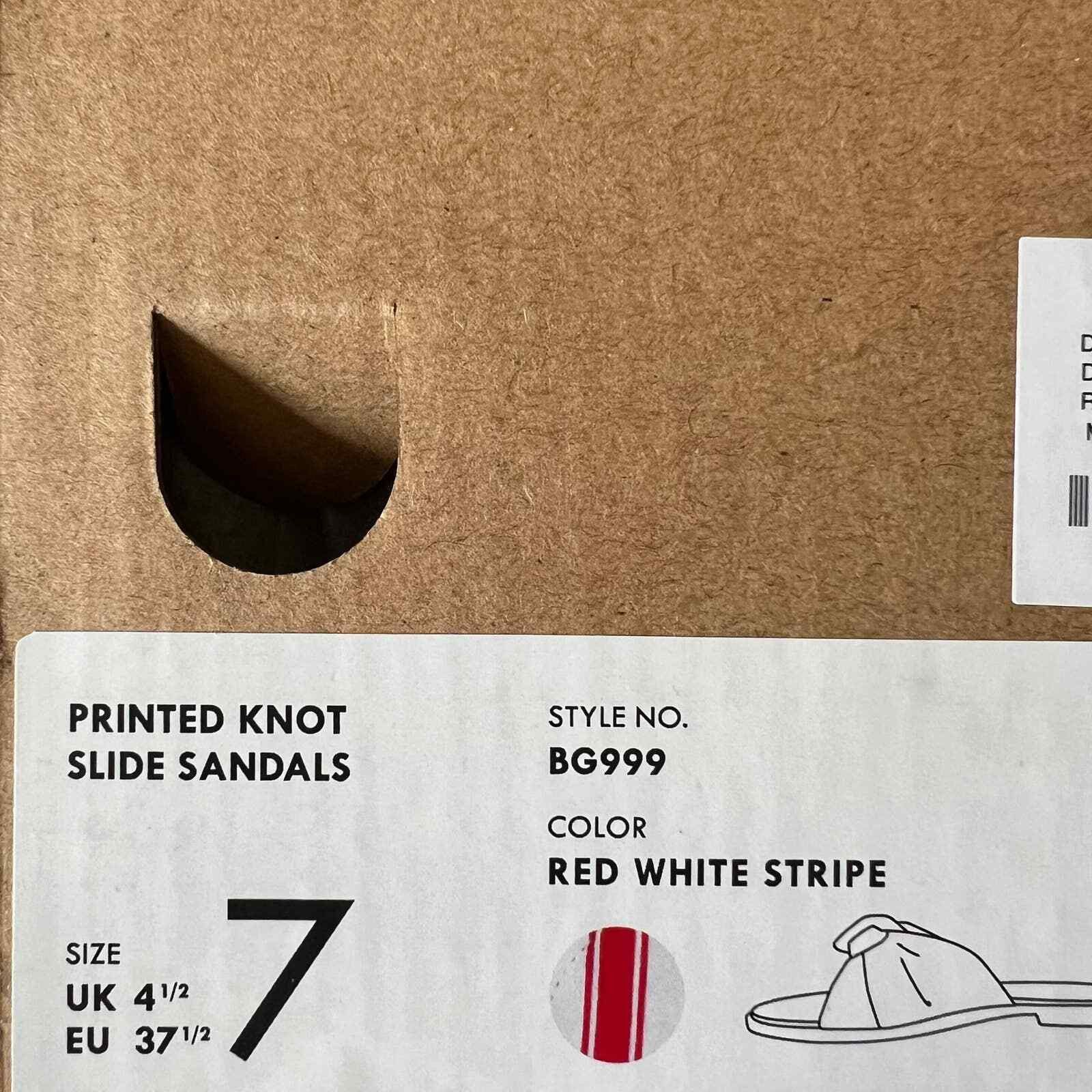 J.Crew J.CREW Red/ Ivory Stripe Print Knot Slide Sandals, US7 Size US 7 / IT 37 - 8 Thumbnail
