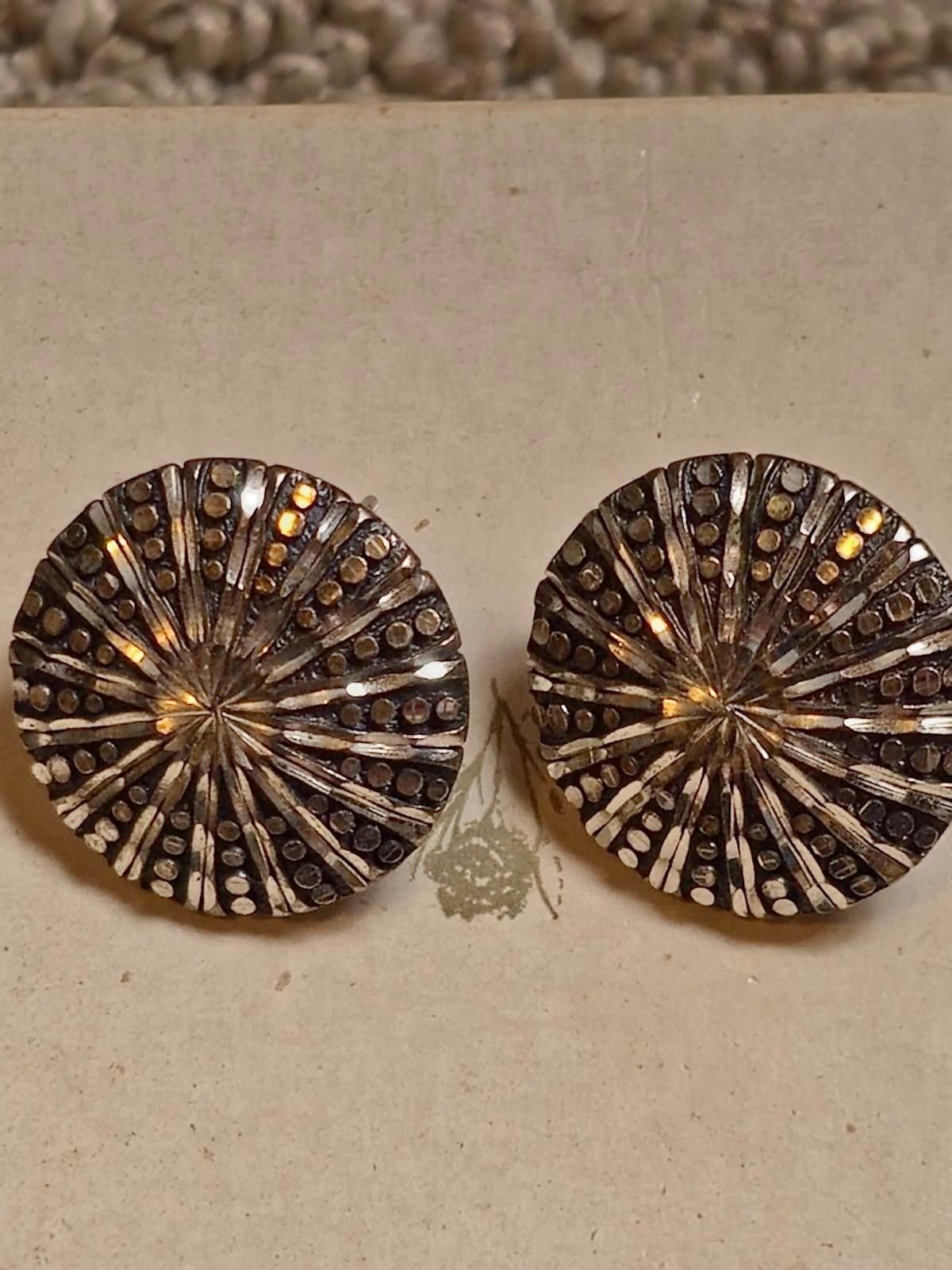Other Vintage Silver Cloud Sterling Burst Earrings 3/4" Size ONE SIZE - 1 Thumbnail