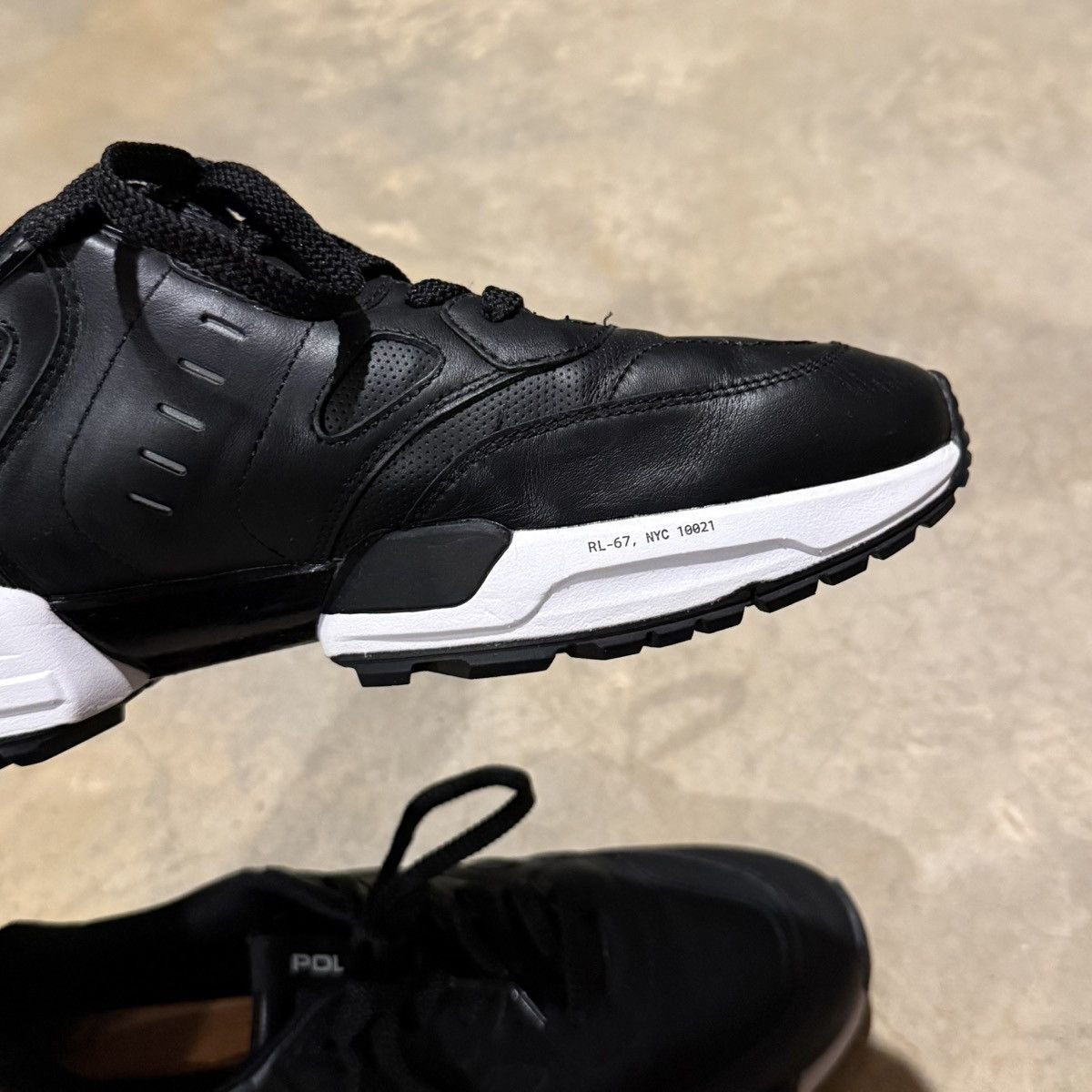 Polo Ralph Lauren Polo Ralph Lauren Pony Black Leather Jogger Sneakers US 10.5 Size US 10.5 / EU 43-44 - 10 Thumbnail