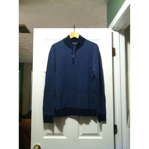 image of Brooks Brothers Men's New 100%merino Wool Sweater Size: L in Blue (Size Large)